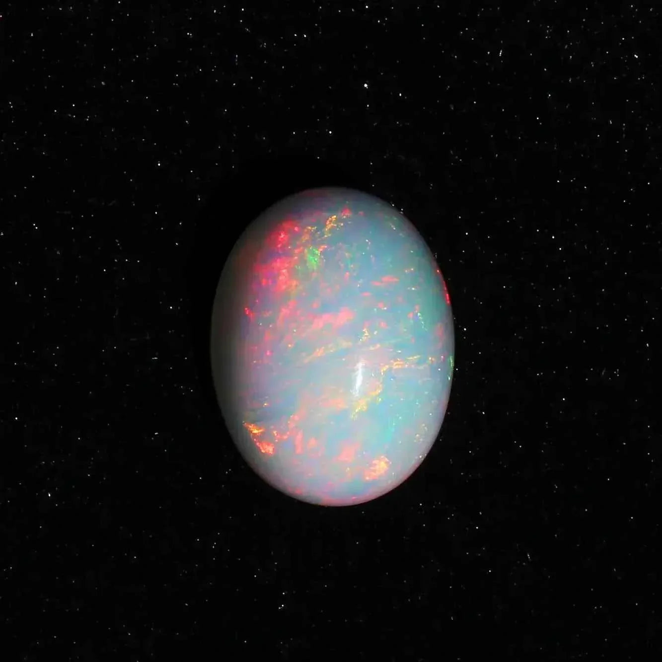 Welo Opal Gemstone: Ethiopian Multi-Fire Oval Cabochon (13x16 mm, 9.61 Cts loose gemstones