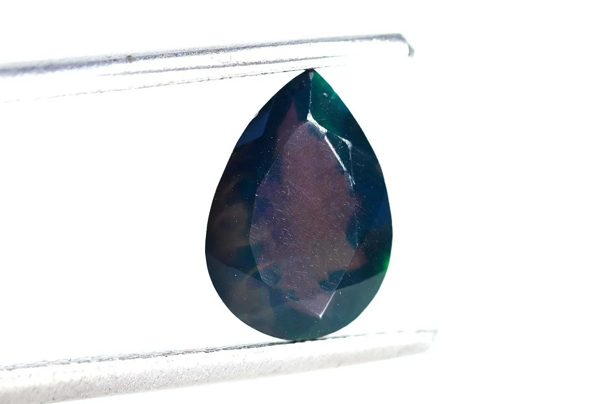 Ethiopian Black Opal Pear Cabochon: Multi-Fire Gemstone (7x10 mm loose gemstones