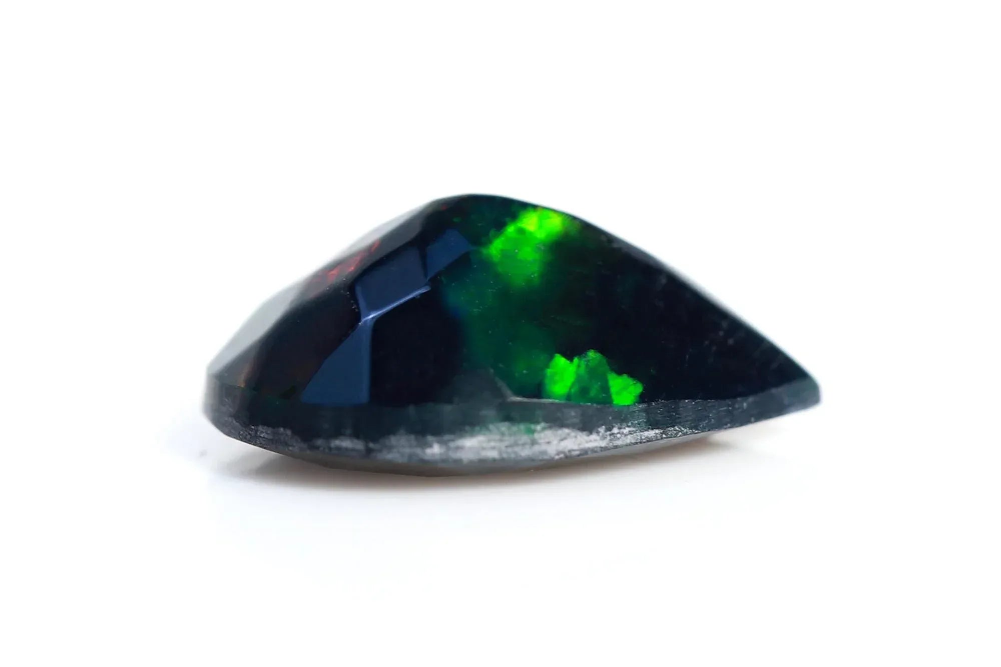 Ethiopian Black Opal Stone: 7x11mm Pear Cabochon, Multi-Fire Gemstone loose gemstones