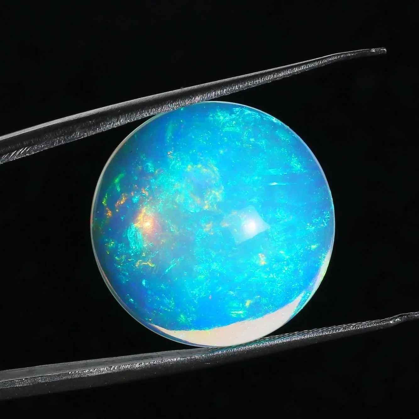Welo Fire Opal Cabochon: 14.42 Carat Round Ethiopian Gemstone loose gemstones