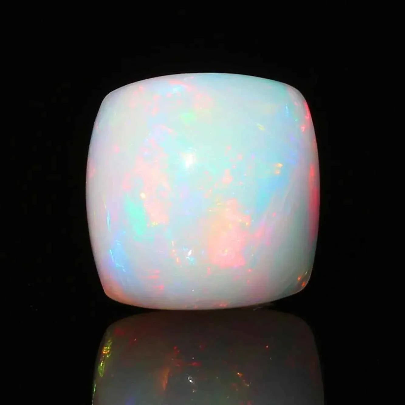 Ethiopian Welo Opal Gemstone 12mm Cushion Cabochon - Multi-Fire October Birthstone loose gemstones