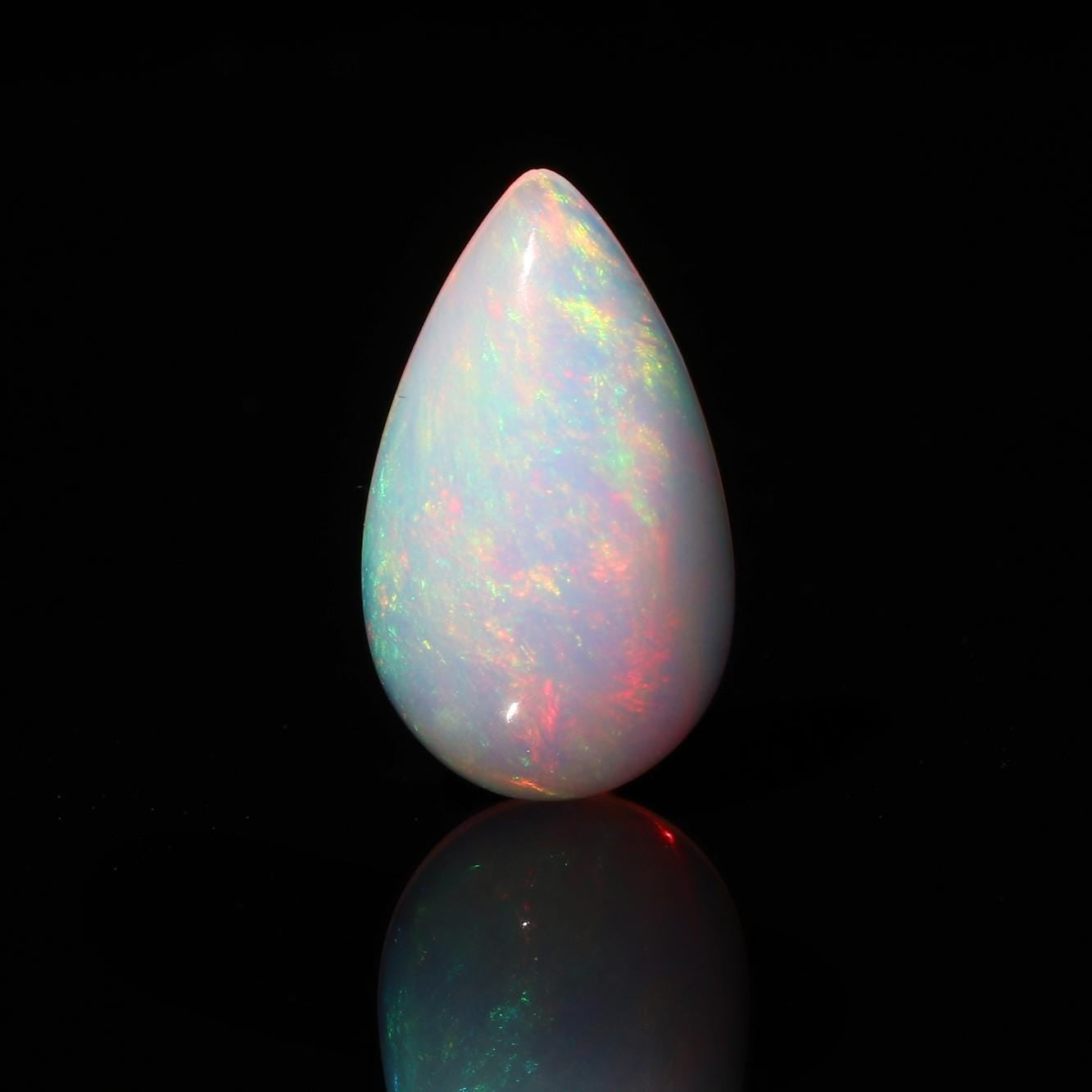 Welo Fire Opal Cabochon: 6.23 ct Pear-Shape Ethiopian Gemstone