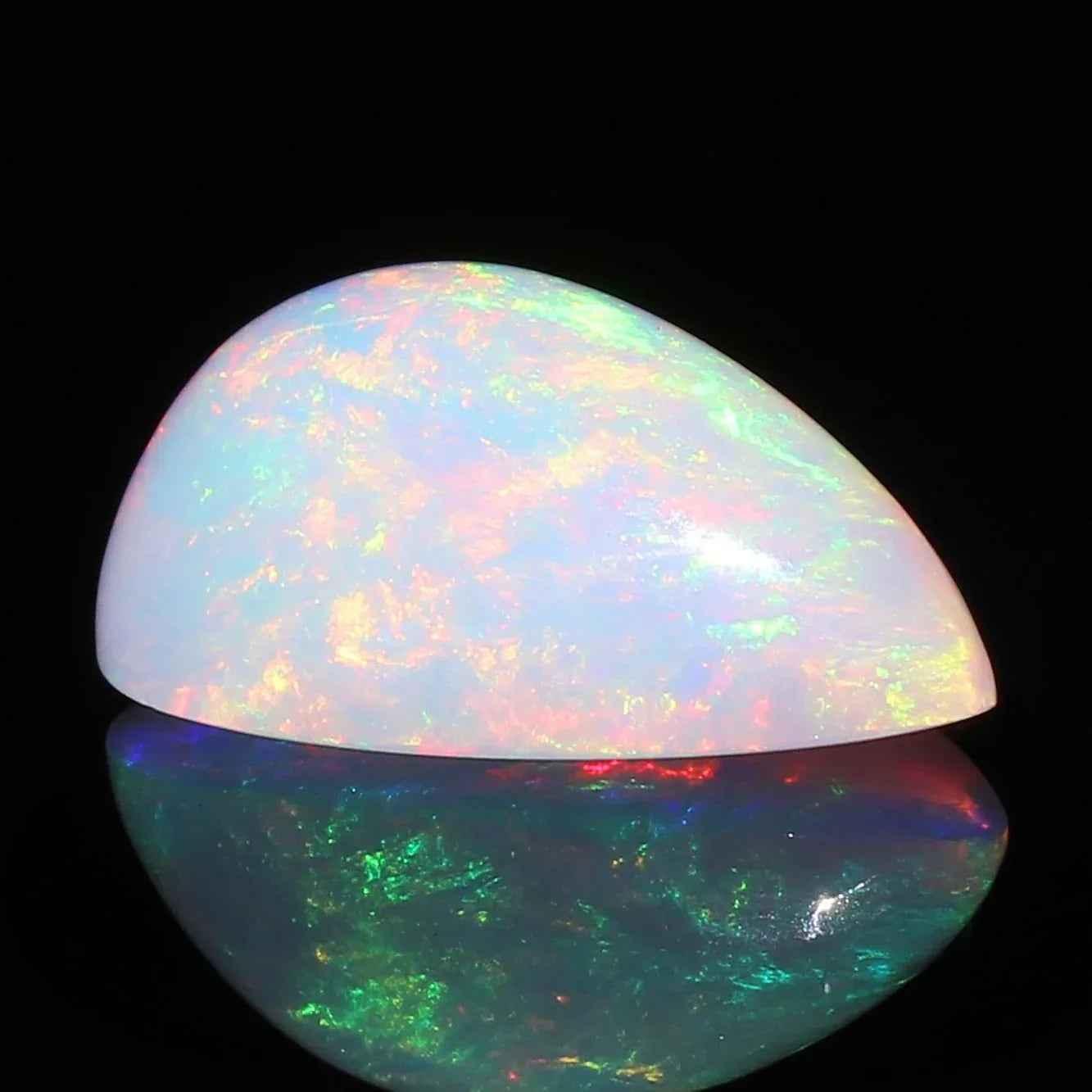Welo Fire Opal Cabochon 6.23 ct Pear-Shape Ethiopian Gemstone for Jewelry Making loose gemstones