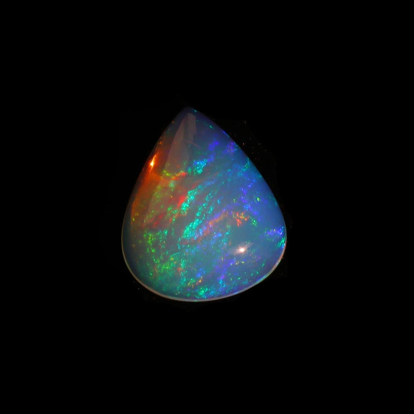 Ethiopian Welo Opal Cabochon Pear: Rainbow Fire Gemstone, 7.50 Cts