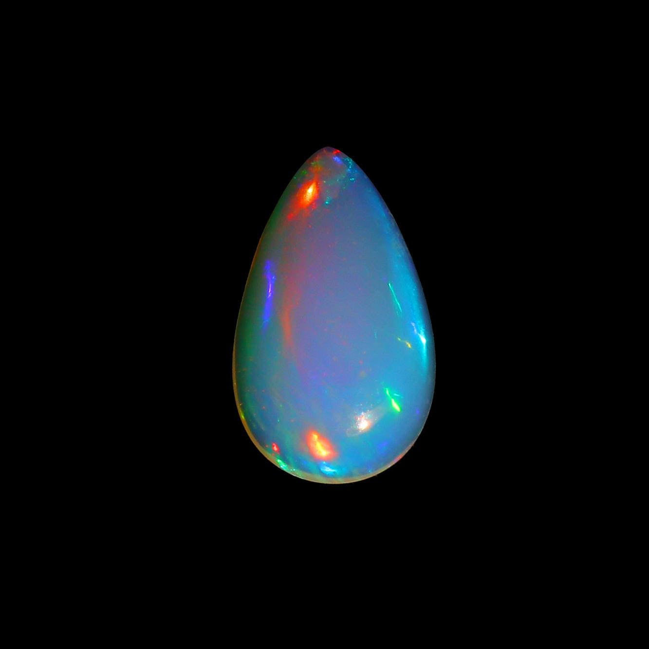 Ethiopian Welo Opal: 2.28 Cts Pear Cabochon, Multicolor Fire