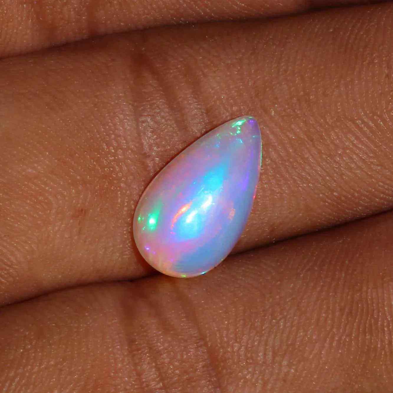 Ethiopian Welo Opal Cabochon 2.28 Cts Pear Shape with Multicolor Fire Loose Gemstones