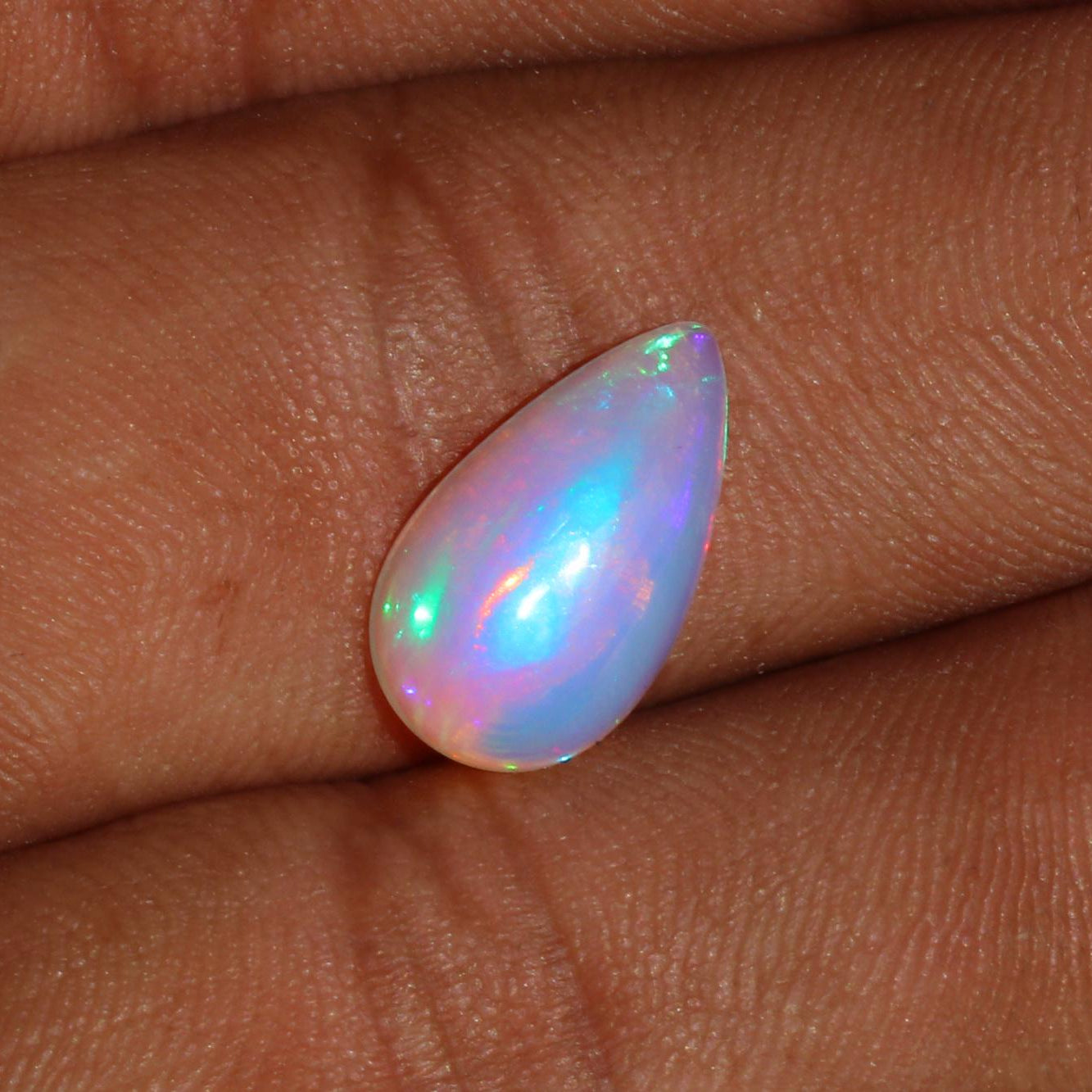 Ethiopian Welo Opal: 2.28 Cts Pear Cabochon, Multicolor Fire