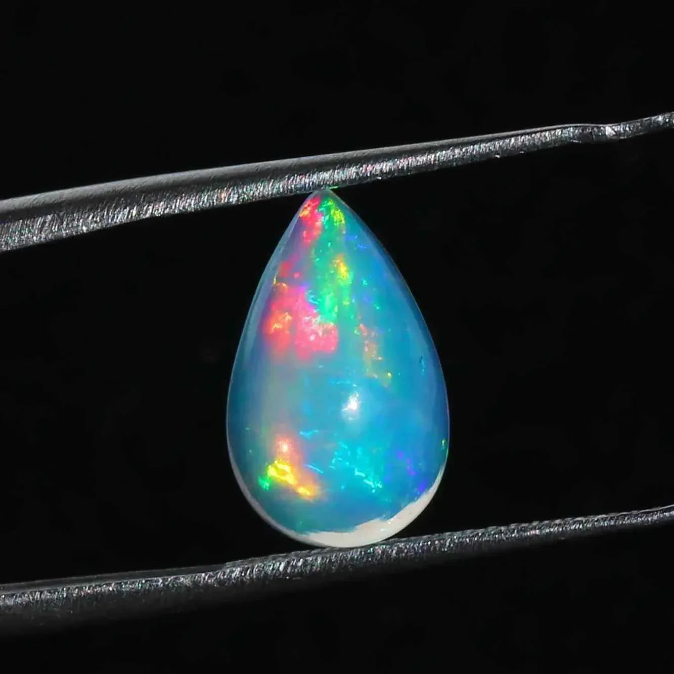Ethiopian Opal Cabochon Gemstone 2.12 Cts Pear Shape with Vibrant Play of Color loose gemstones