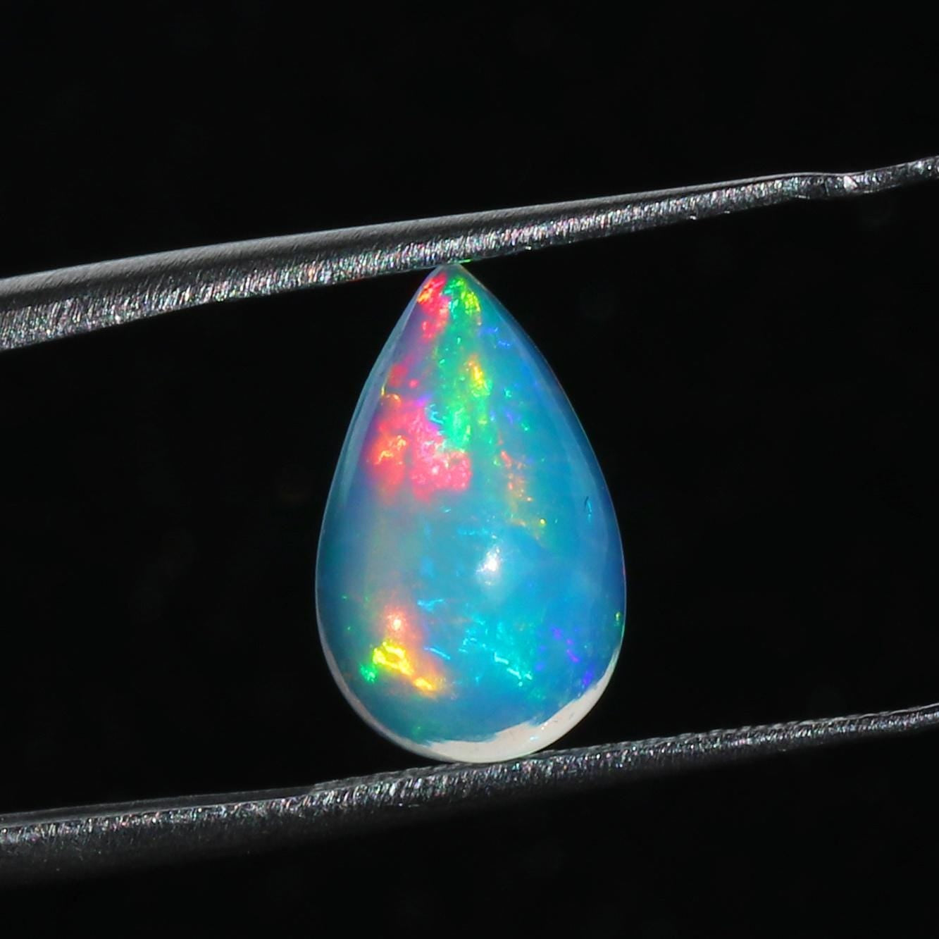 Ethiopian Opal Cabochon: 2.12 Cts Pear-Shaped Gemstone, Vibrant Play of Color
