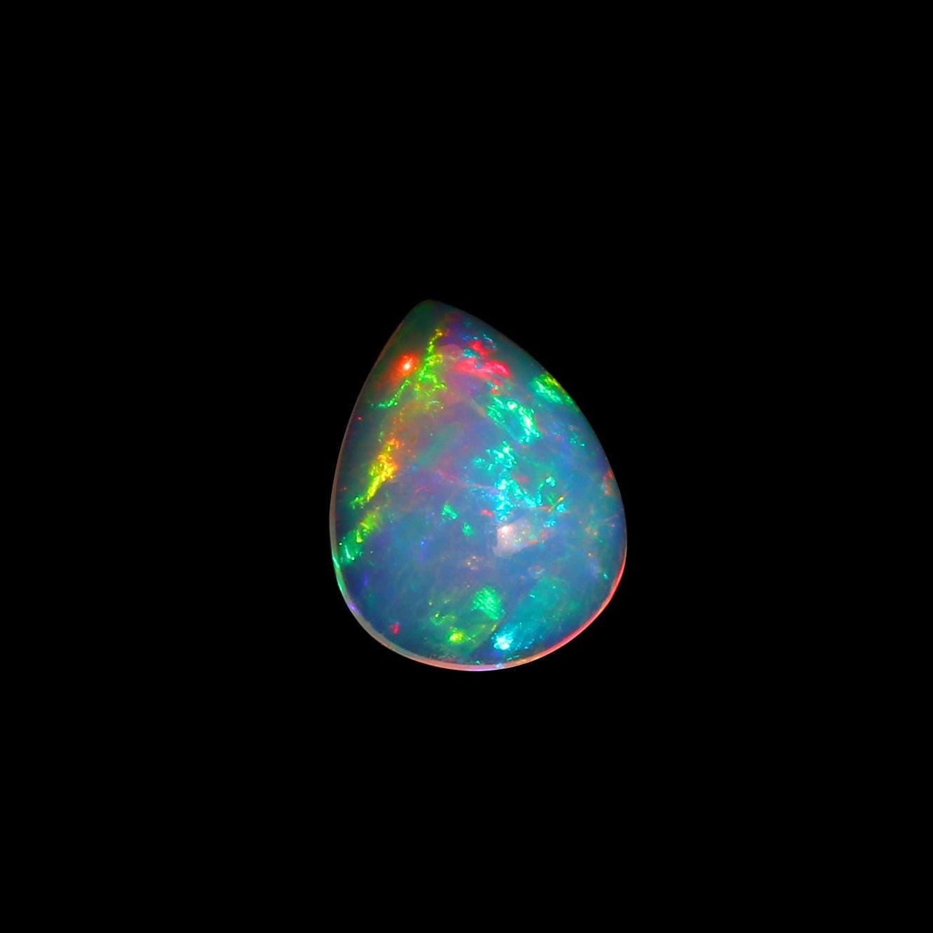 Ethiopian Opal Cabochon: 2.50 Cts Pear-Shaped Rainbow Gemstone