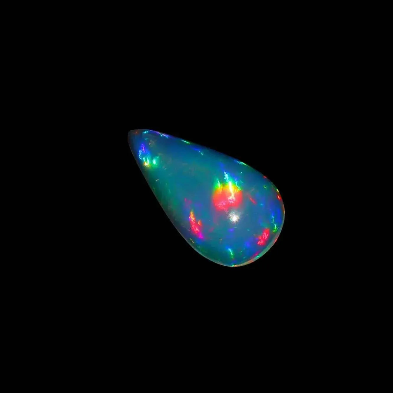 Welo Fire Opal Cabochon - Rainbow Pear-Shape Gemstone (15x8mm, 2.73Ct) for Stunning Jewelry loose gemstones