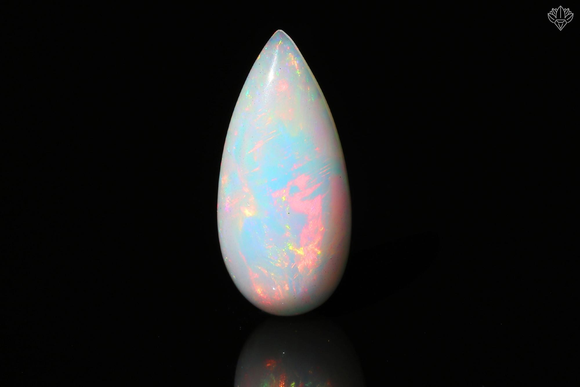 Welo Ethiopian Opal Cabochon: Pear Shape Rainbow Gemstone, October Birthstone (27x12mm, 12 Cts)