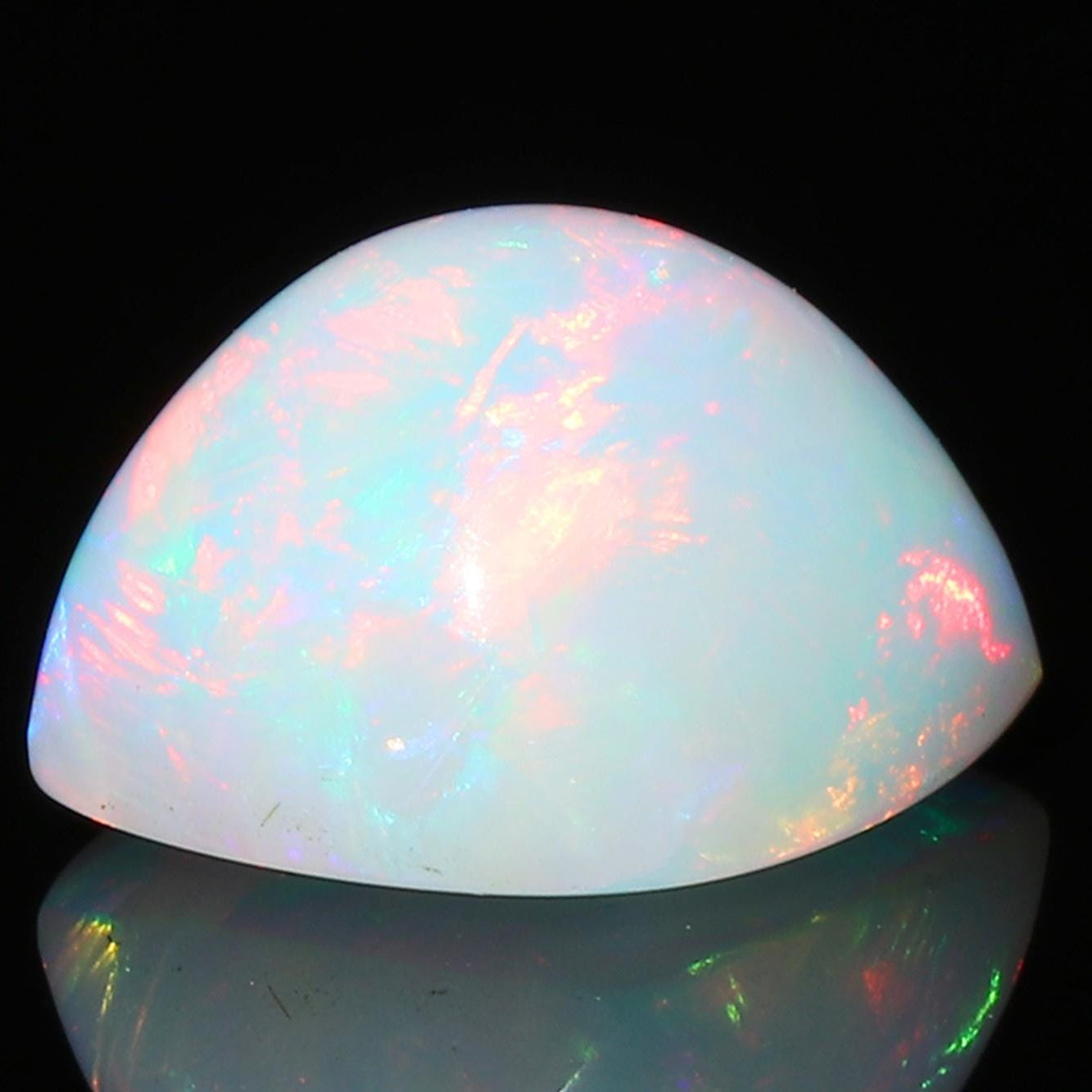 Ethiopian Welo Opal Gemstone: 12mm Cushion Cabochon, Multi-Fire October Birthstone