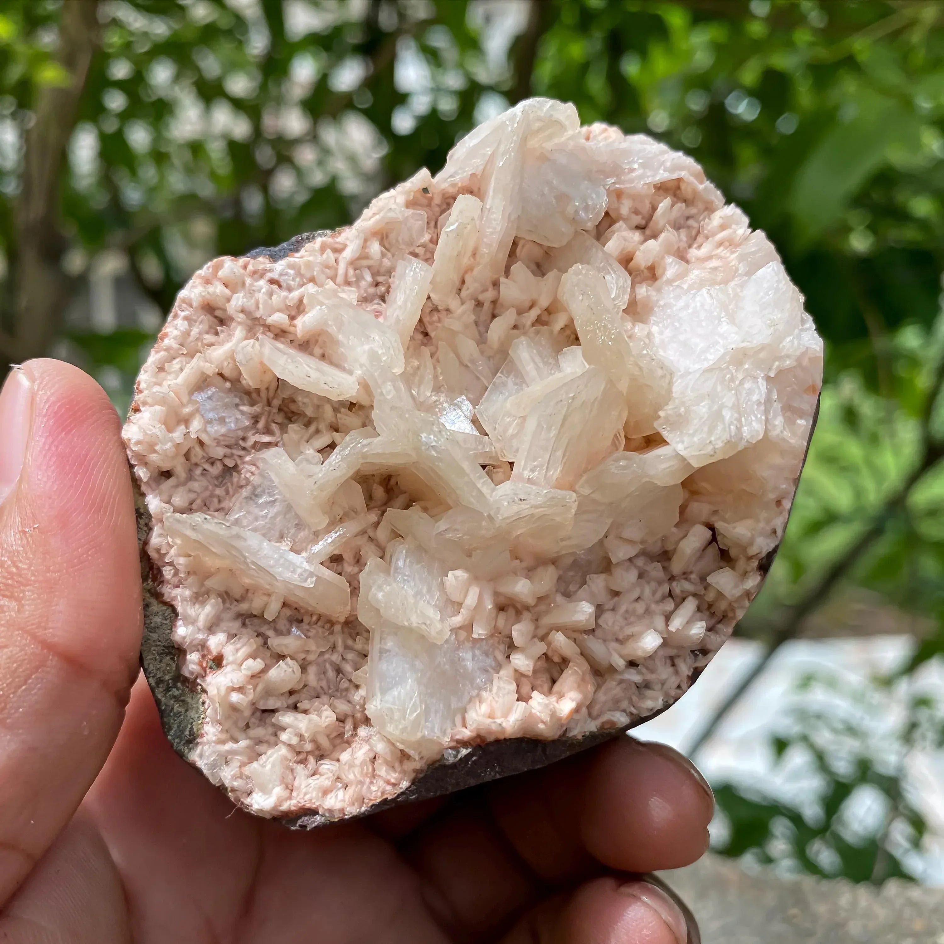Stilbite Apophyllite Geode Cluster: Peach Healing Crystals, Spiritual Energy 305gm Zeolite