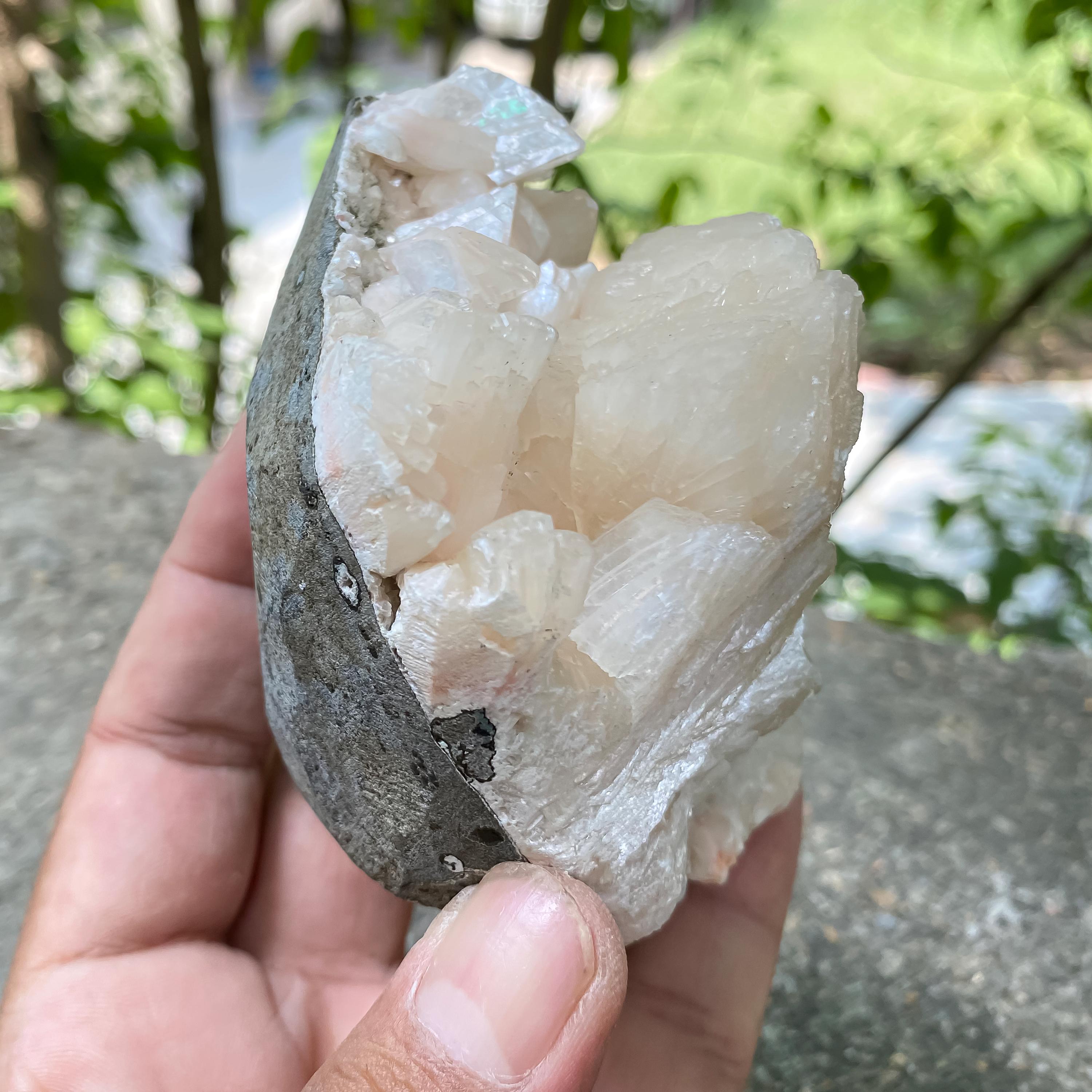 Rare Cubic Stilbite Apophyllite on Peach Pink Pastel Stilbite - Crystal Healing Decor 370gm