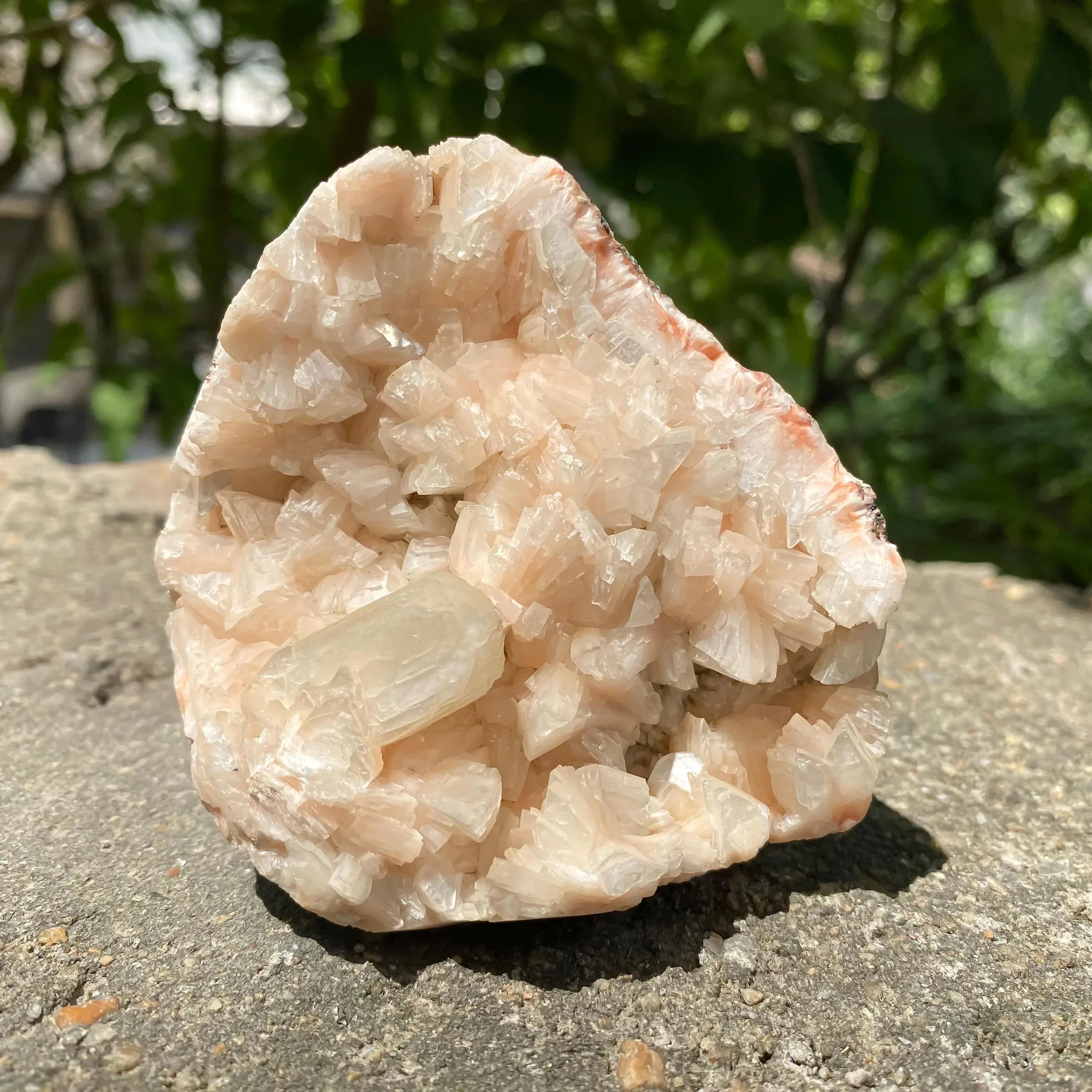 Rough Peach Stilbite Apophyllite Geode: 370gm Healing Crystal Cluster, Meditation Stone Zeolite