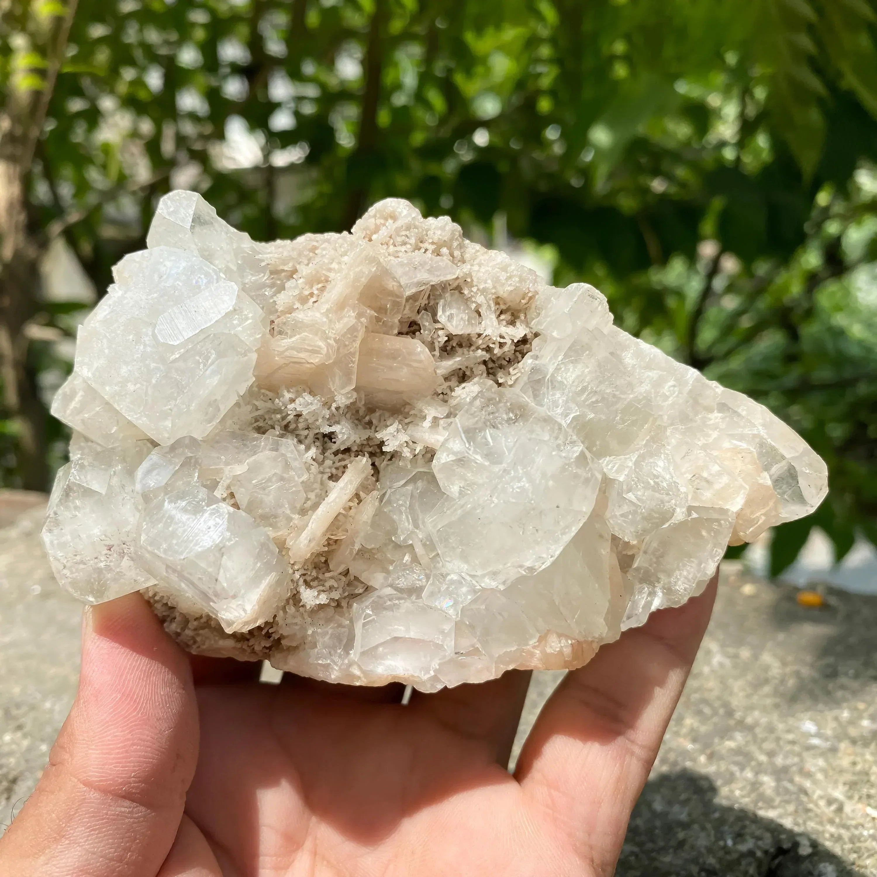 Stilbite Apophyllite Raw Cluster | 405gm Natural Mineral Specimen | Reiki Crystal Cluster Rough | Cubic Apophyllite Zeolite
