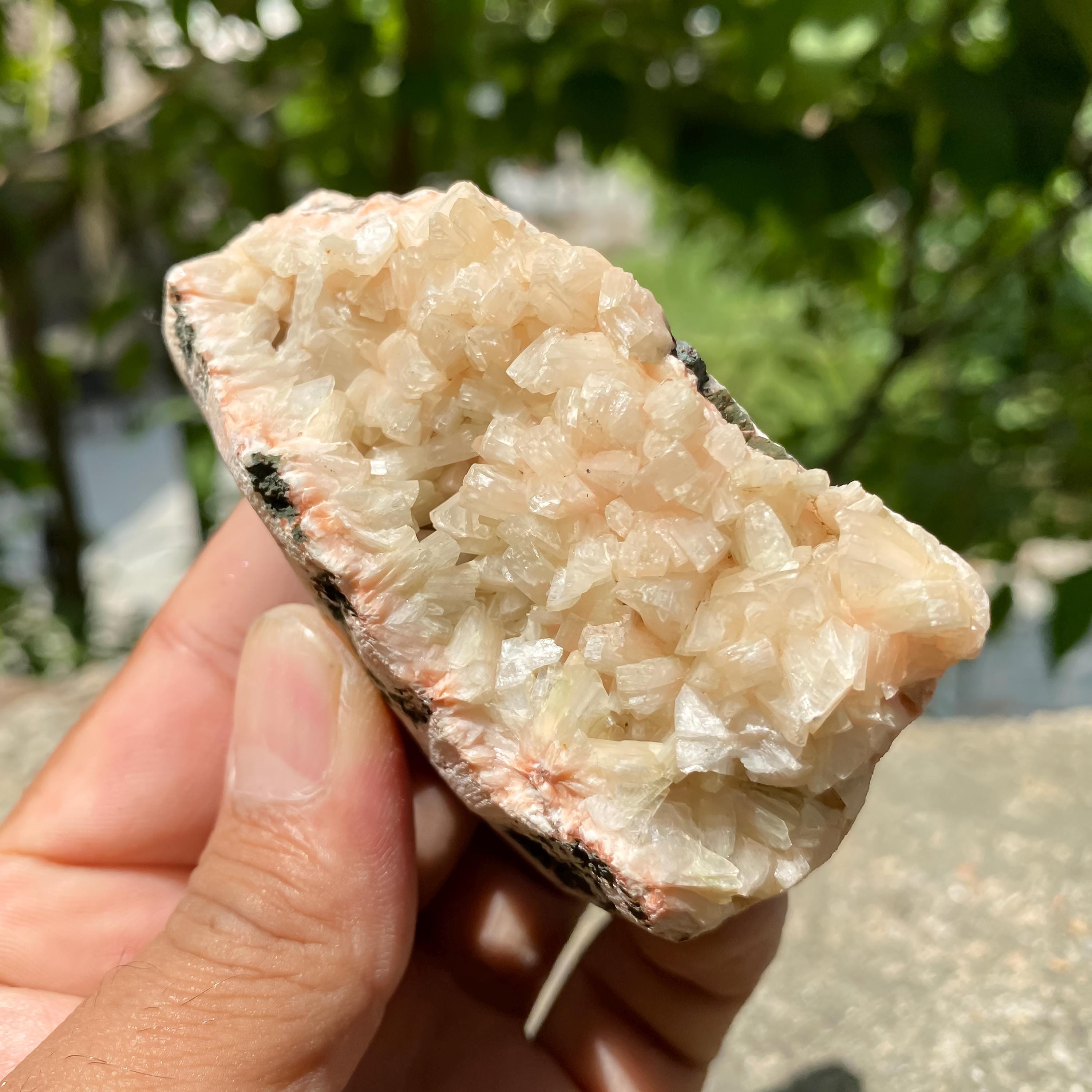 Peach Stilbite Apophyllite Crystal Geode Healing Stone, Collector Mineral
