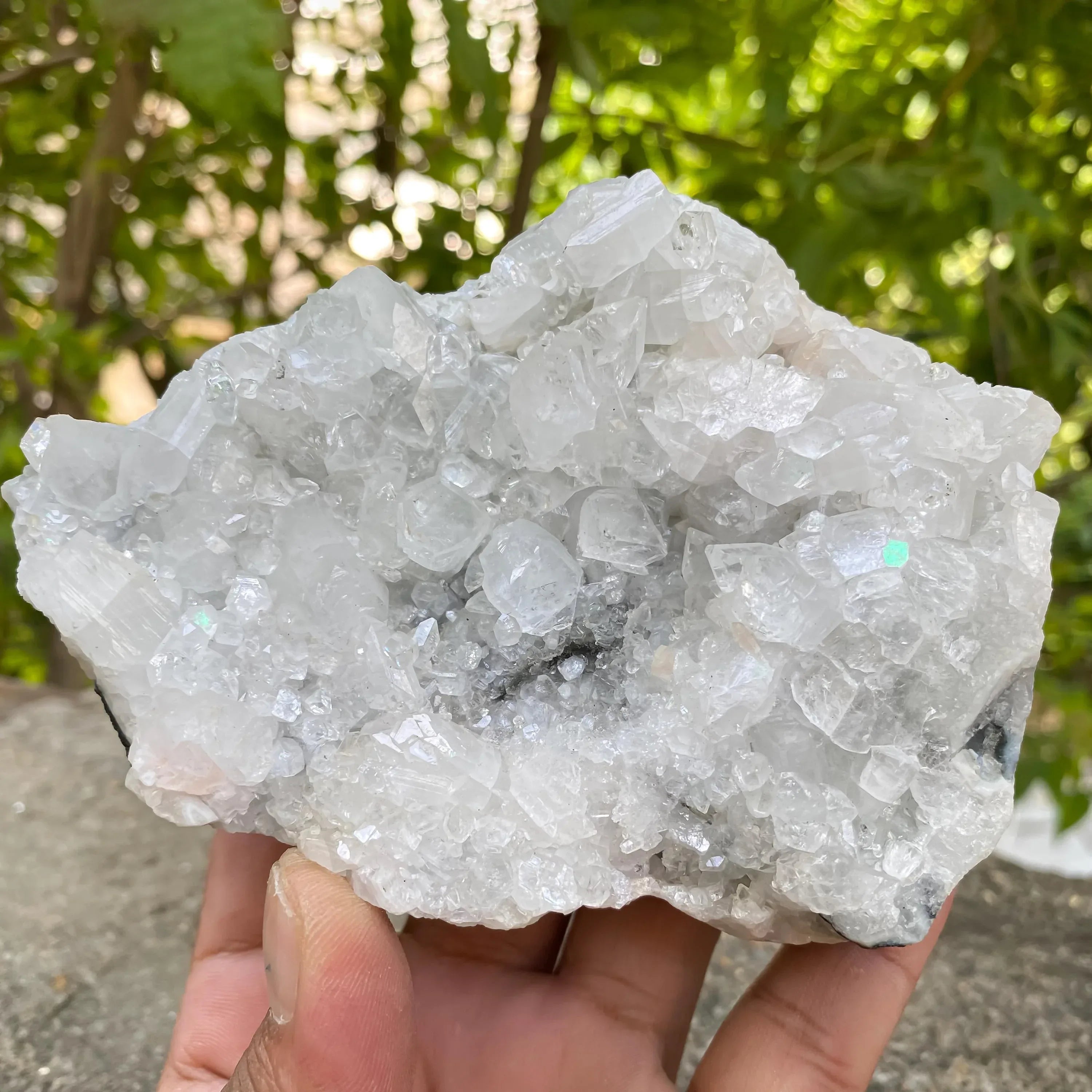 White Apophyllite Cluster: Raw Healing Crystal, Reiki Meditation Stone 580gm Zeolite