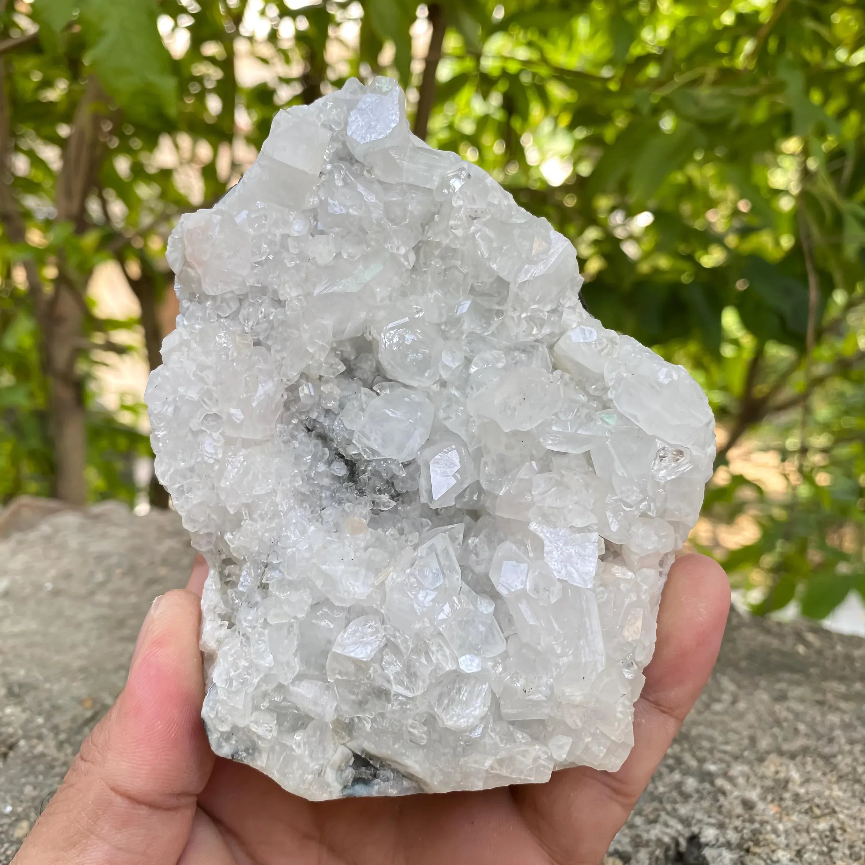 White Apophyllite Cluster: Raw Healing Crystal, Reiki Meditation Stone 580gm Zeolite