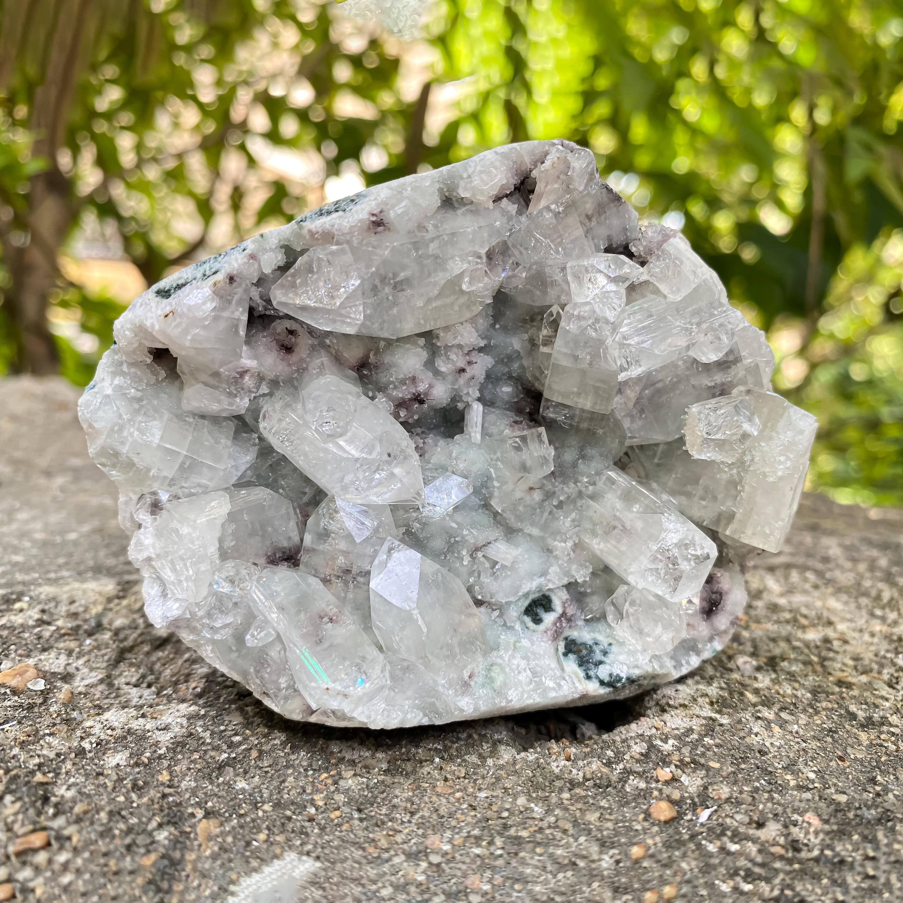 Apophyllite Zeolite Cluster: 315gm Natural Healing Stone, Meditation Decor Rough