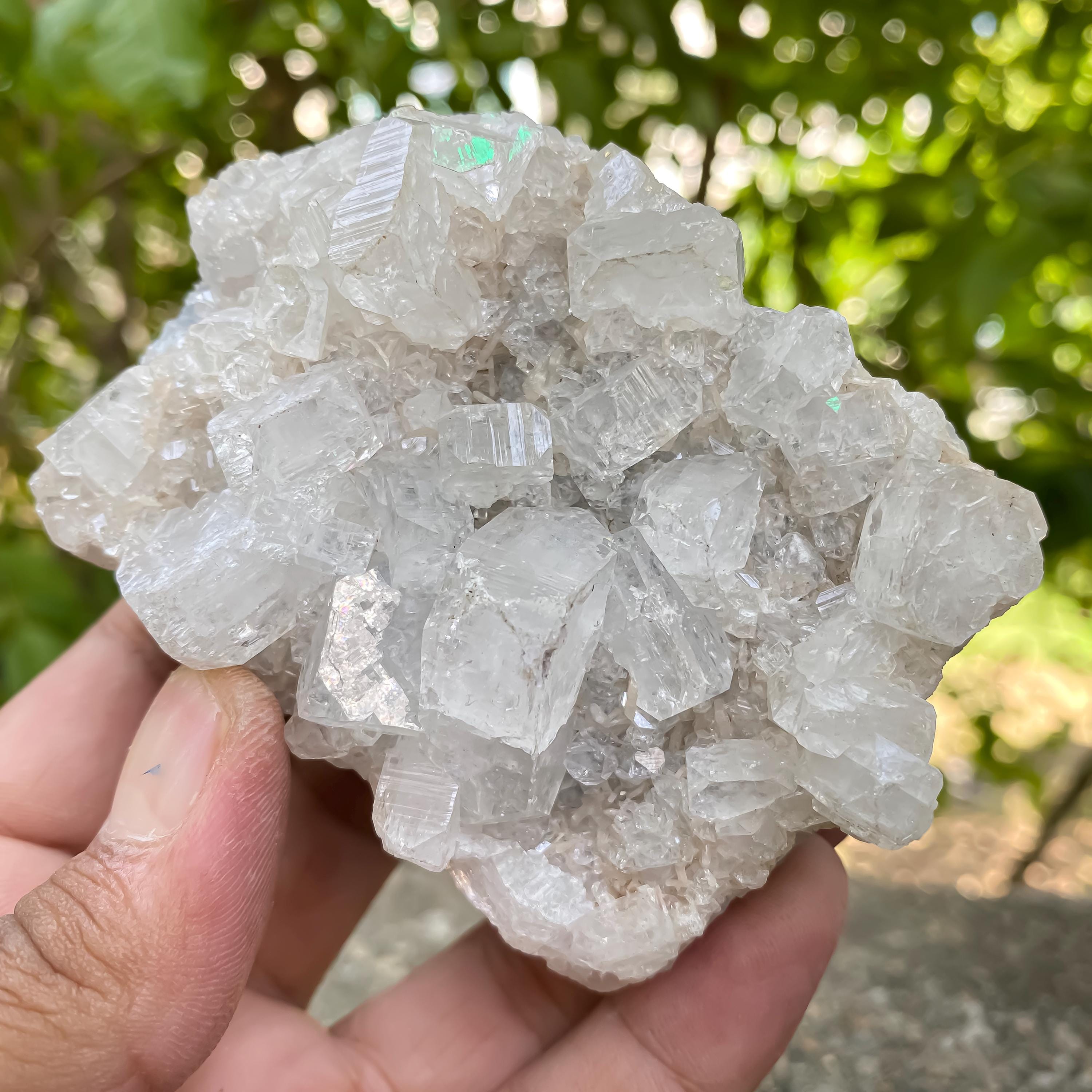 White Apophyllite Crystal Cluster: Natural Healing Stone 290gm