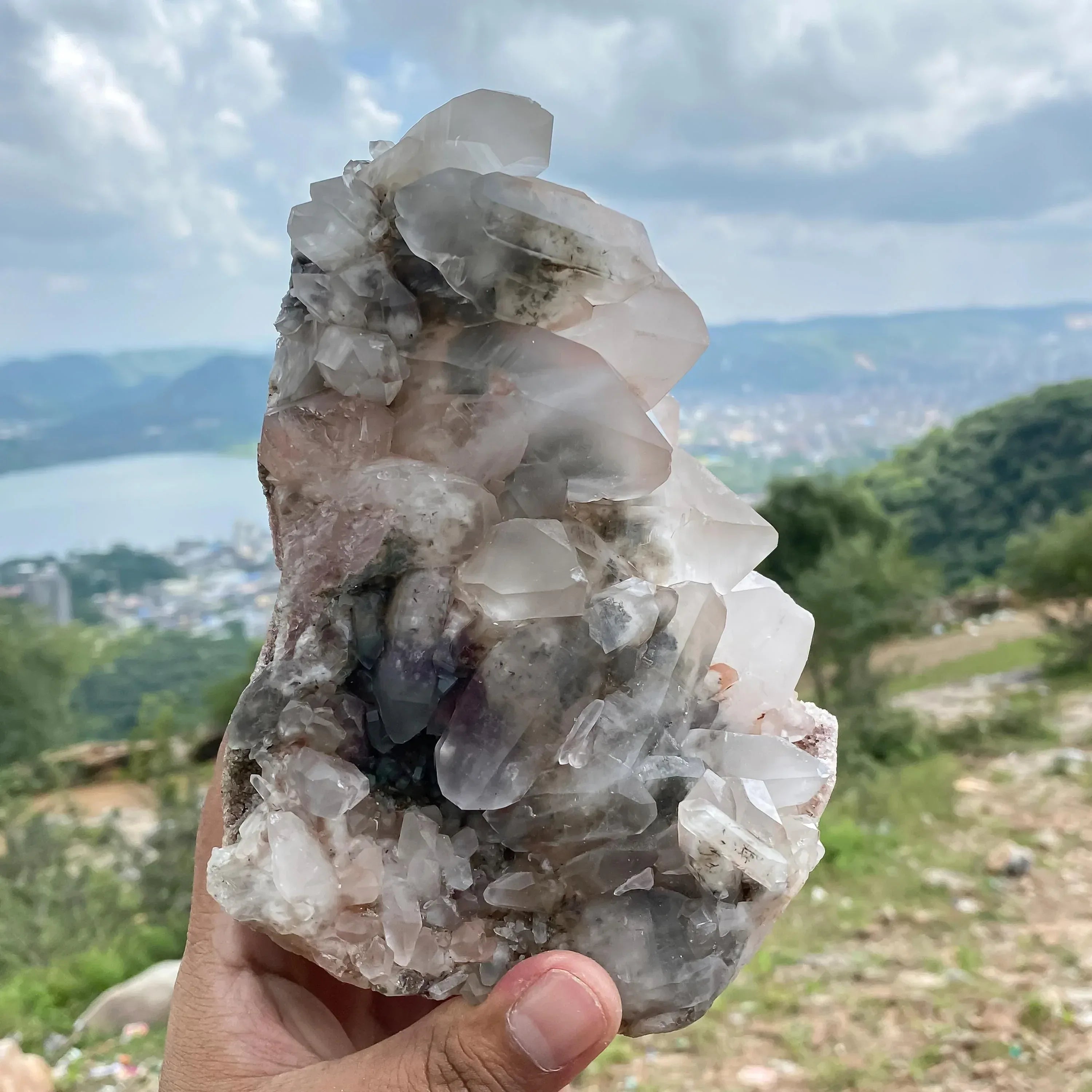 Green Phantom Pink Quartz Crystal Point: Spiritual Healing Stone Himalayan Quartz