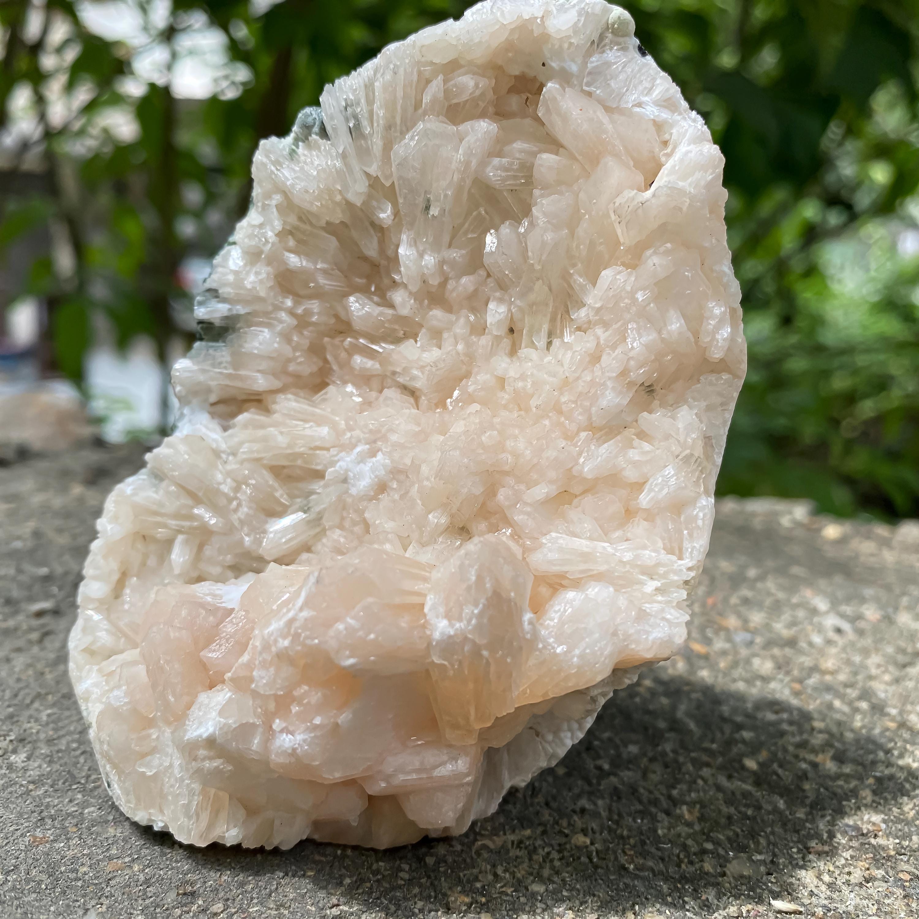 Peach Stilbite Apophyllite Cluster: Raw Healing Crystal Display 350gm