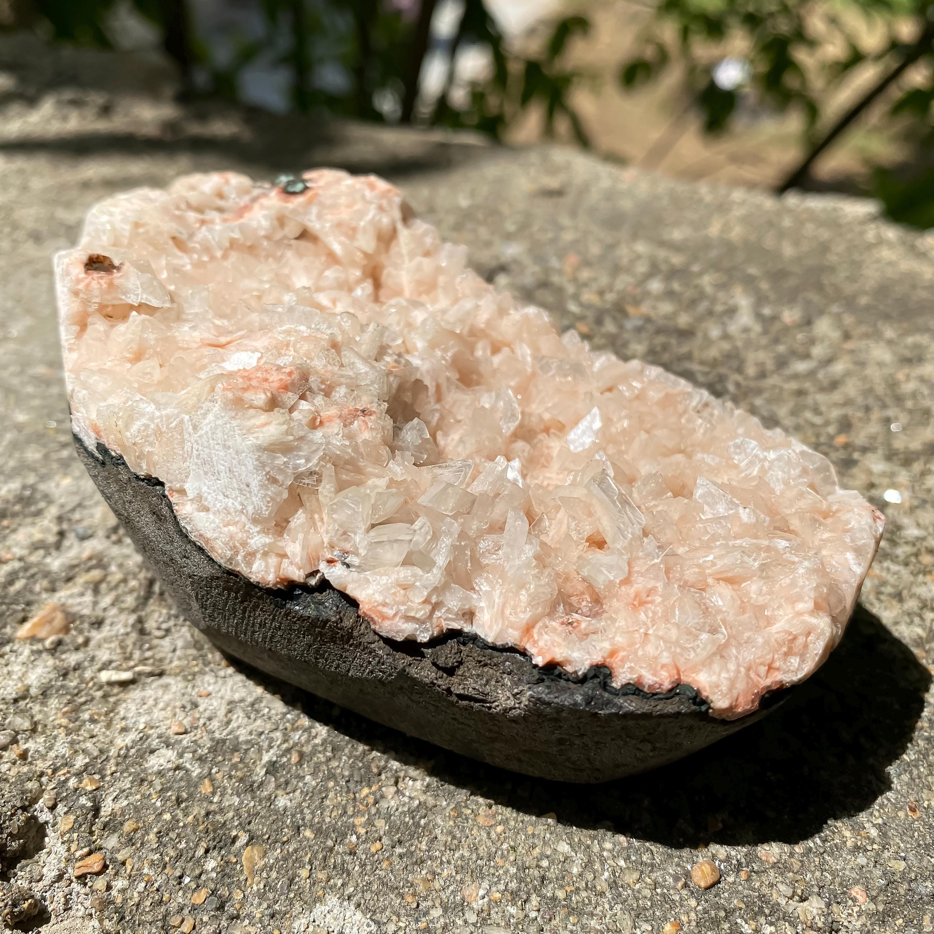 Natural Stilbite Apophyllite Geode Specimen: Rough Mineral Collection Cluster 365gm