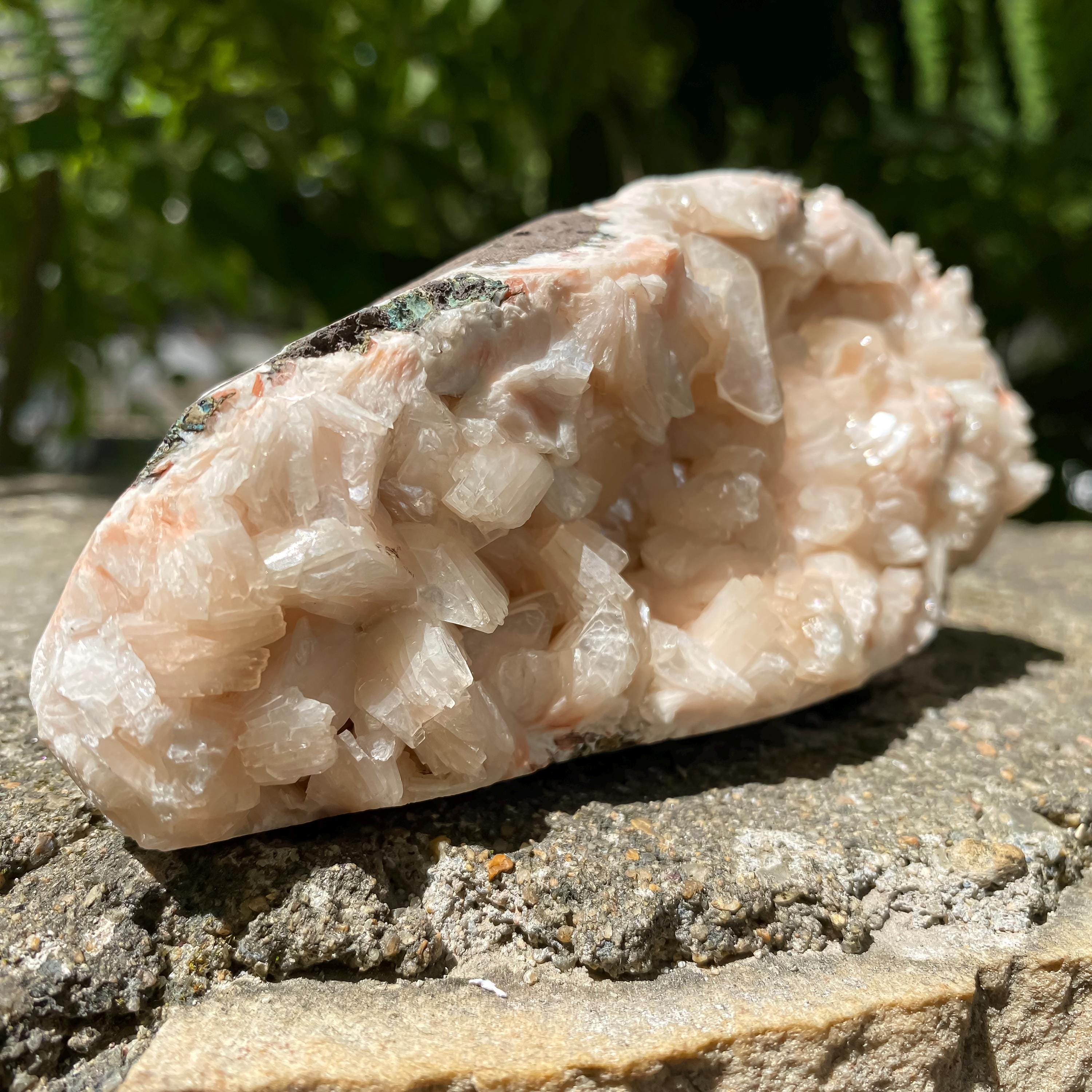 Peach Stilbite Apophyllite Crystal Geode: Raw Healing Stone 425gm