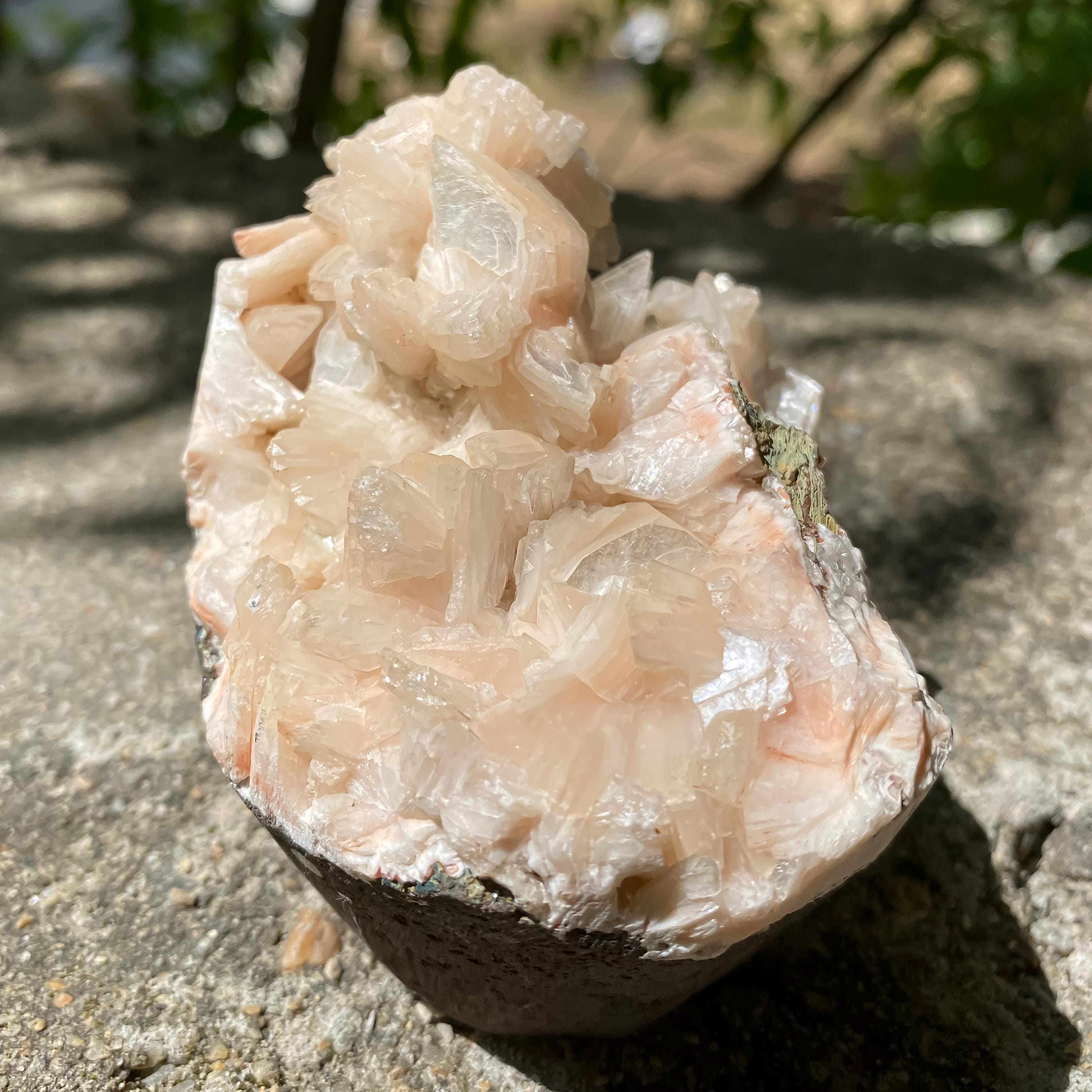 Peach Stilbite Apophyllite Cluster: Raw Healing Crystal, Reiki Decor 350gm