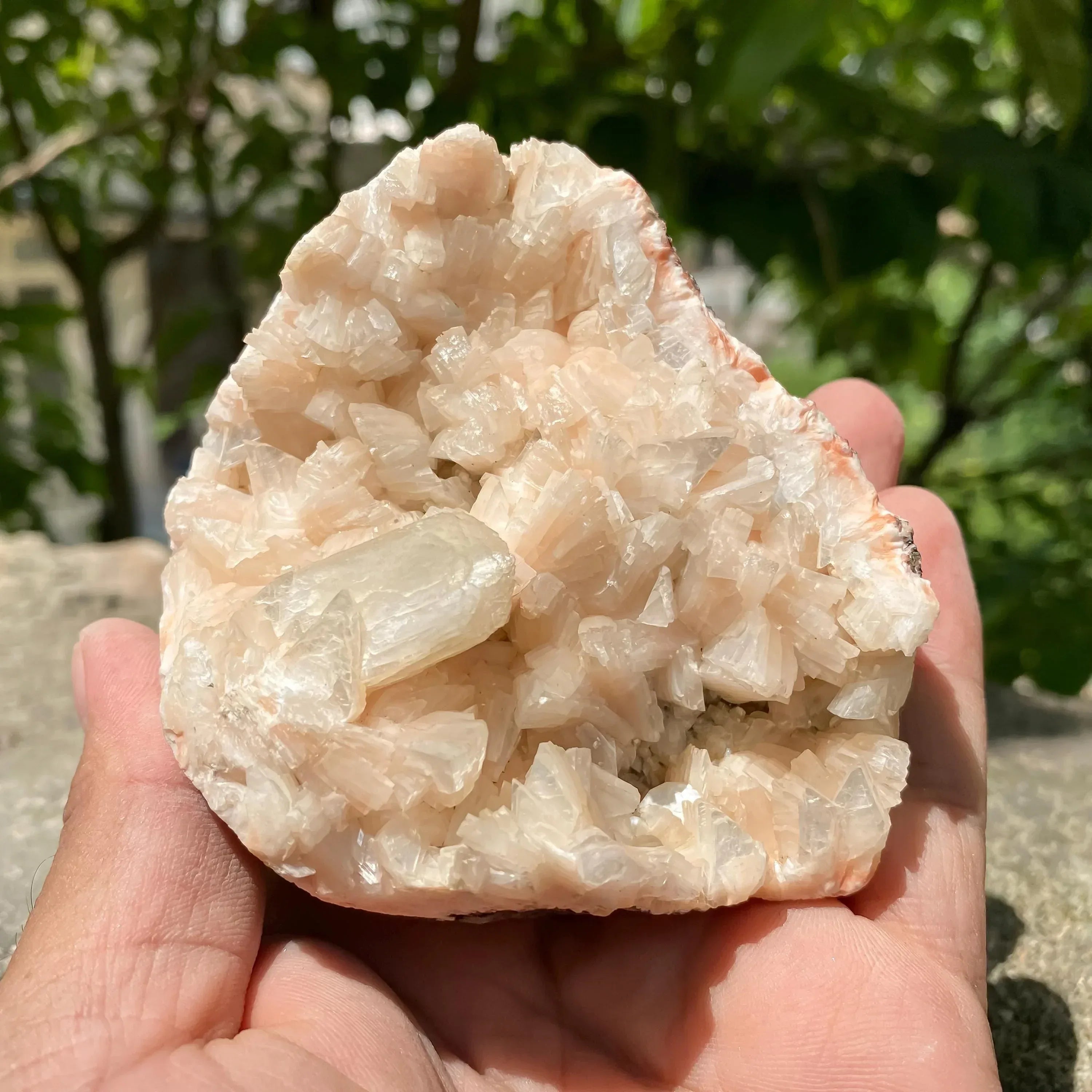Rough Peach Stilbite Apophyllite Geode: 370gm Healing Crystal Cluster, Meditation Stone Zeolite