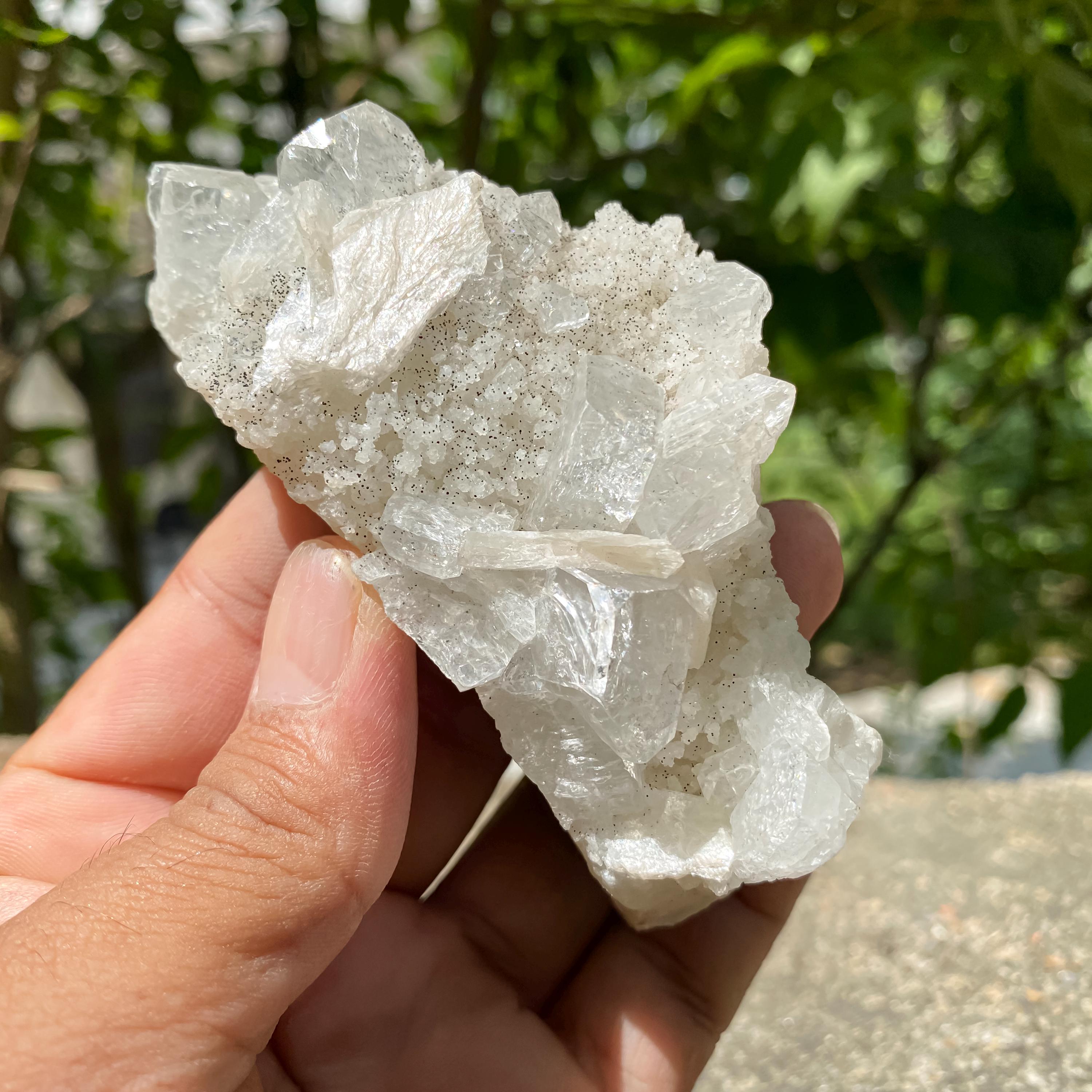 Sparkling White Apophyllite Crystal Cluster: Zeolite Specimen 155gm