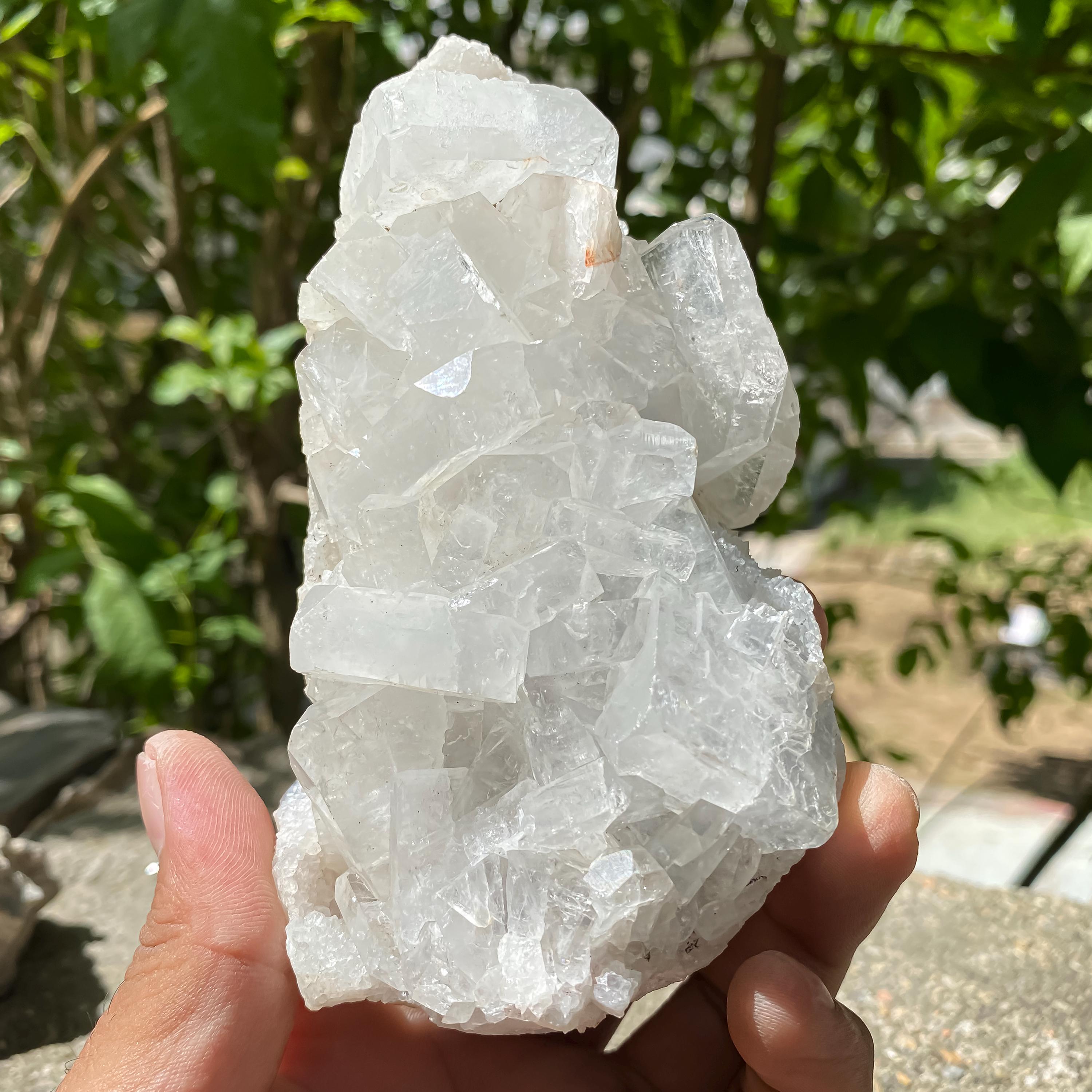 Natural White Apophyllite Crystal Cluster: Reiki Healing Stone 420gm