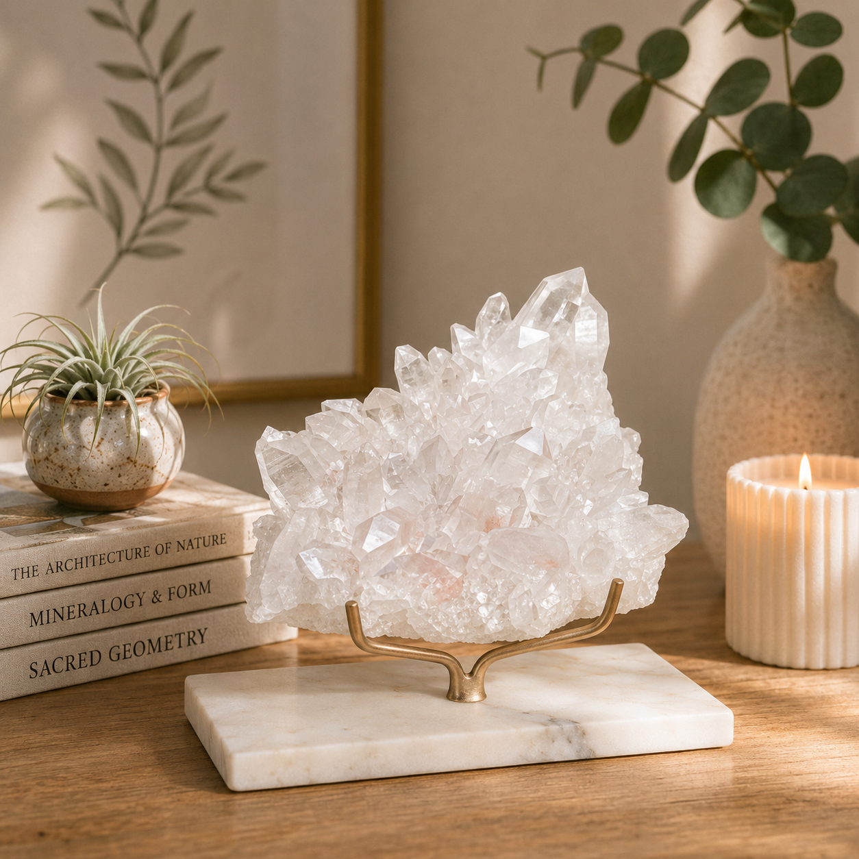 Pink Himalayan Quartz Crystal Cluster Energy Healing Display Natural Piece