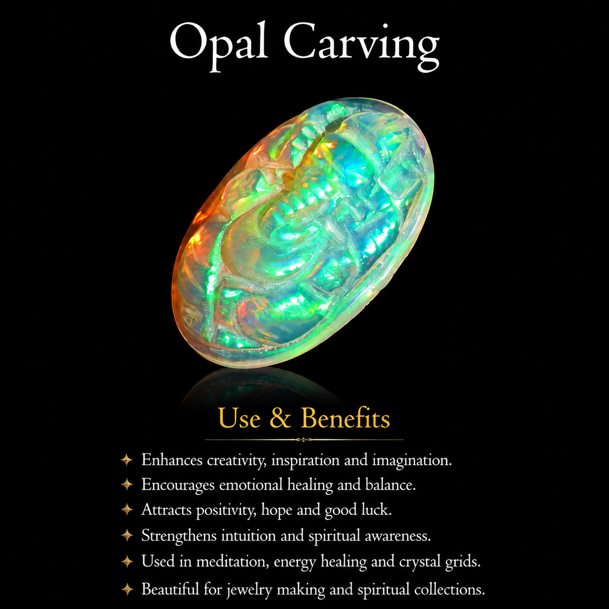 Ethiopian Opal Ganesha Carving: Oval Gemstone Statue (10x16mm)