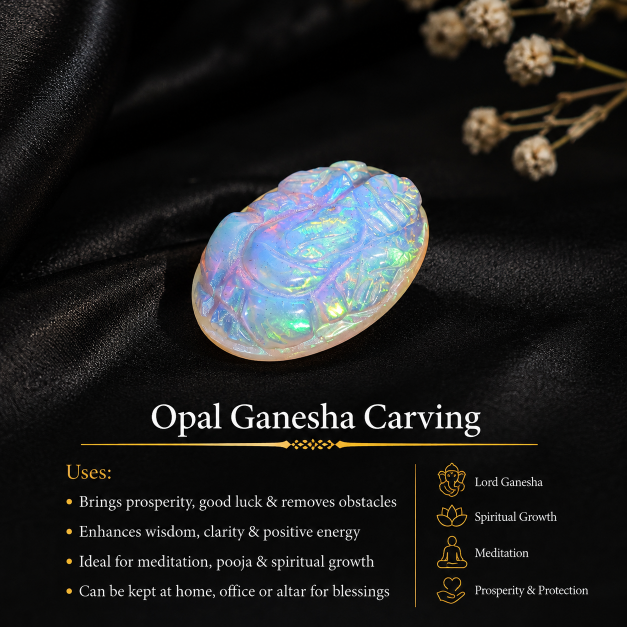 Opal Ganesha Carving: 6.20 Carat Crystal Sculpture, Ethiopian Opal