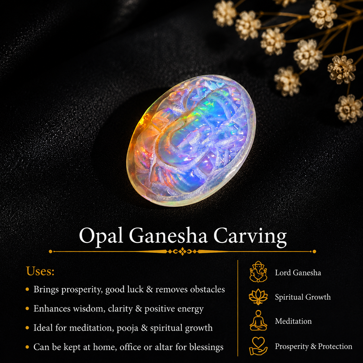 Opal Crystal Ganesha Carving: Ethiopian Gemstone, 4.50 Carat