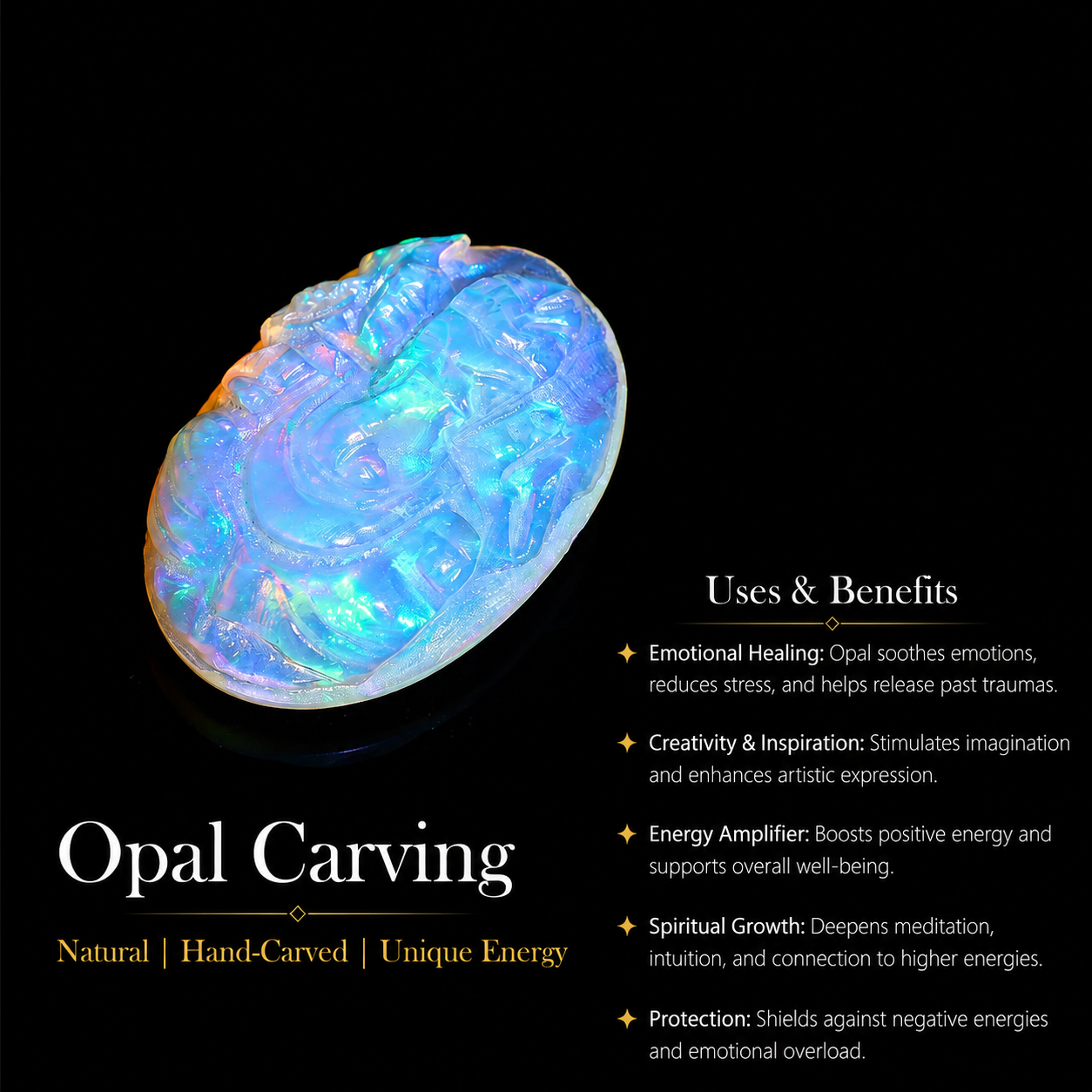 Hand Carved Opal Ganesha Statue: 9.60 Carat Gemstone Figurine