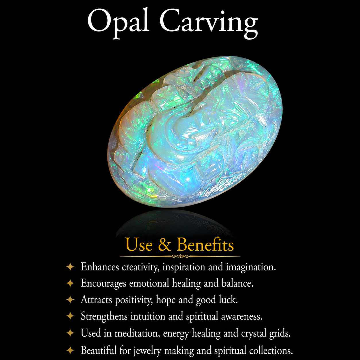 White Opal Ganesha Carving: 8.40 Carat Hindu God Statue