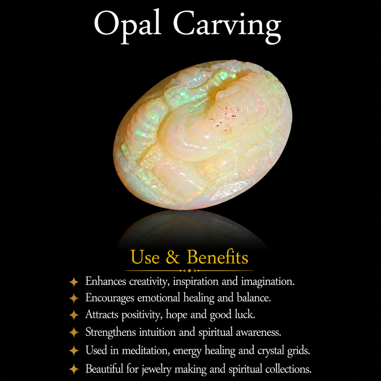 Opal Ganesha Statue: Hand-Carved Ethiopian Opal Hindu Deity