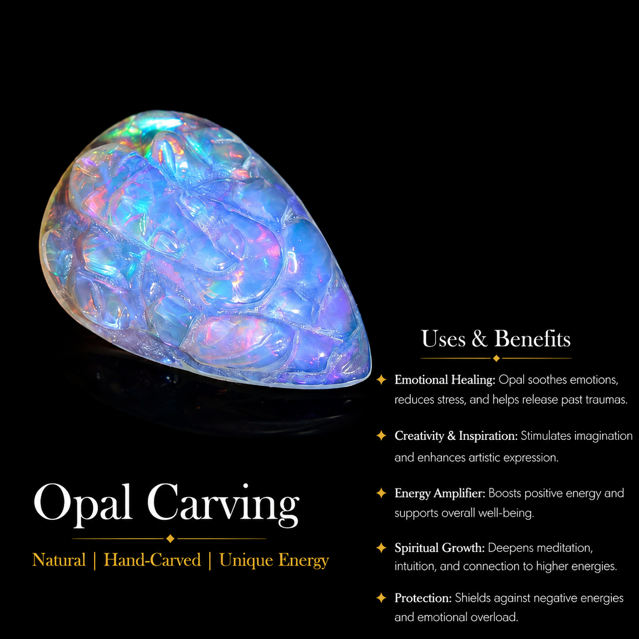 Carved Opal Ganesha: 4.70 Carat Pear-Shaped Gemstone