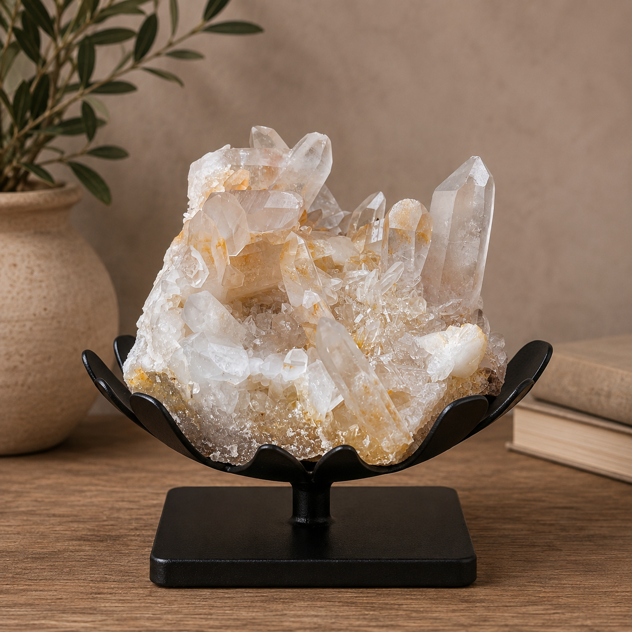 Natural Himalayan Yellow Samadhi Quartz Crystal Raw Cluster Healing Energy Collector