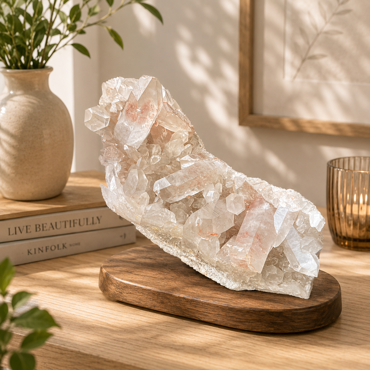 Natural Himalayan Pink Quartz Cluster 885g Genuine Raw Quartz Crystal Healing Stone Collector Display