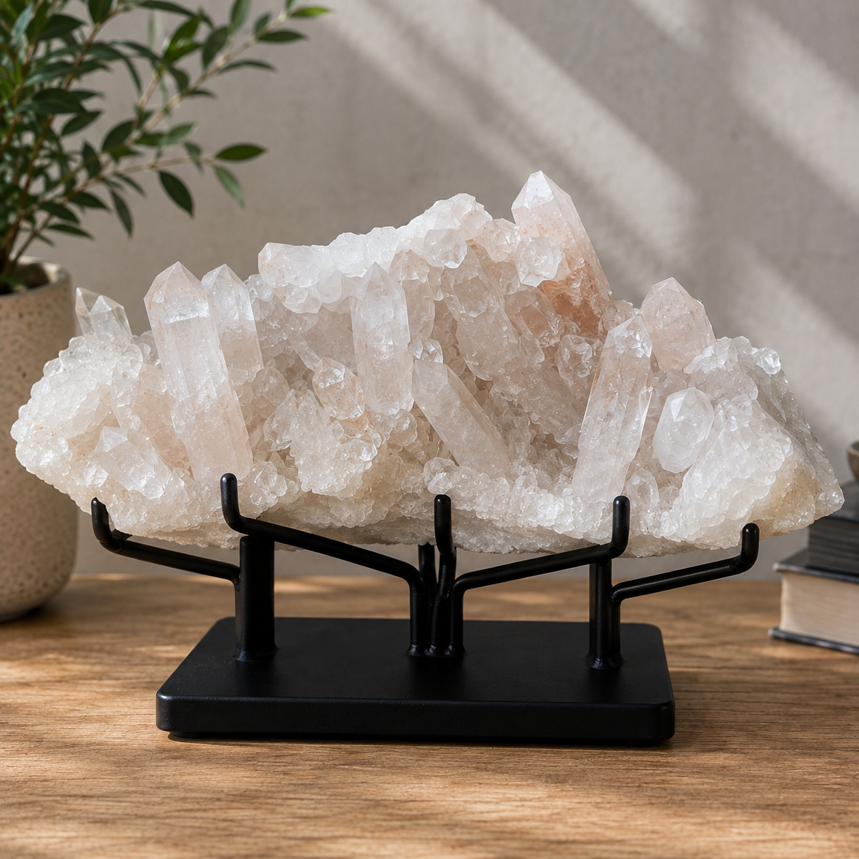 Natural Himalayan Pink Quartz Cluster 885g Genuine Raw Quartz Crystal Healing Stone Collector Display