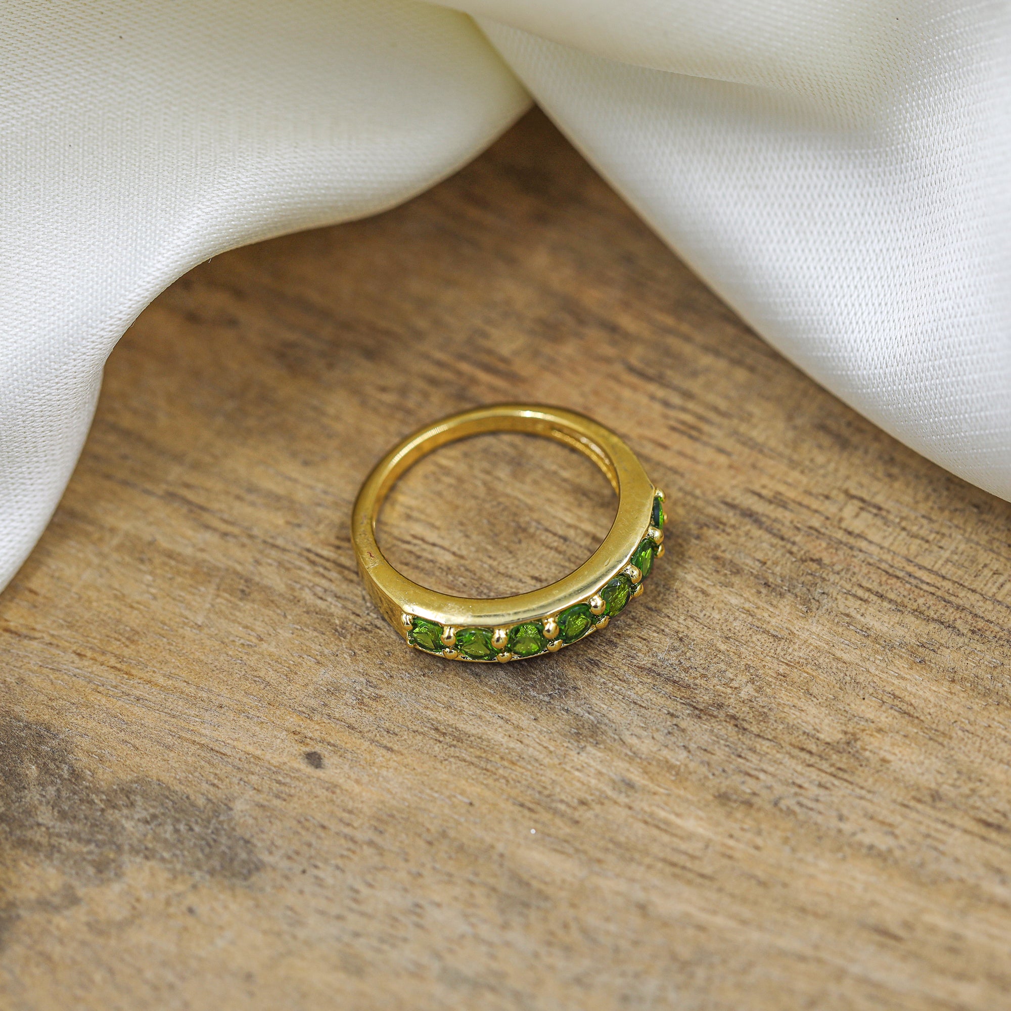 Natural Chrome Diopside 3mm Round Cut Ring 925 Sterling Silver Handmade Green Gemstone Solitaire Ring