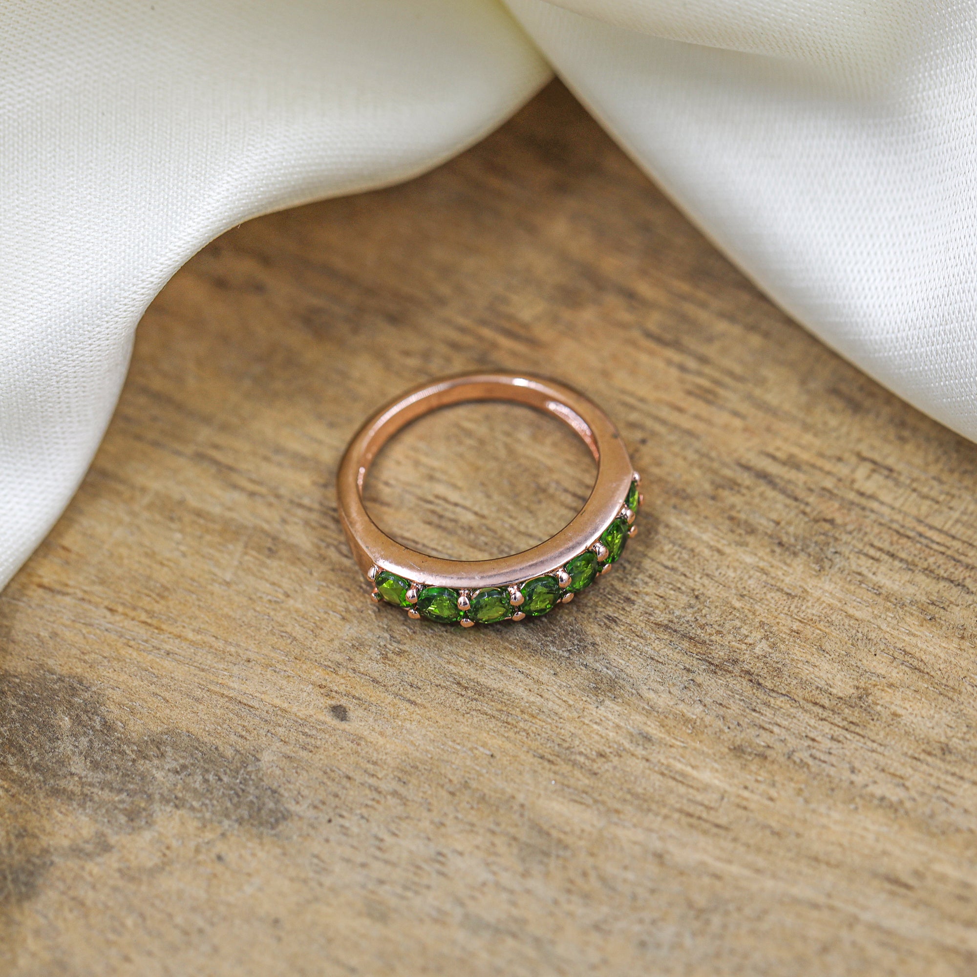 Natural Chrome Diopside 3mm Round Cut Ring 925 Sterling Silver Handmade Green Gemstone Solitaire Ring