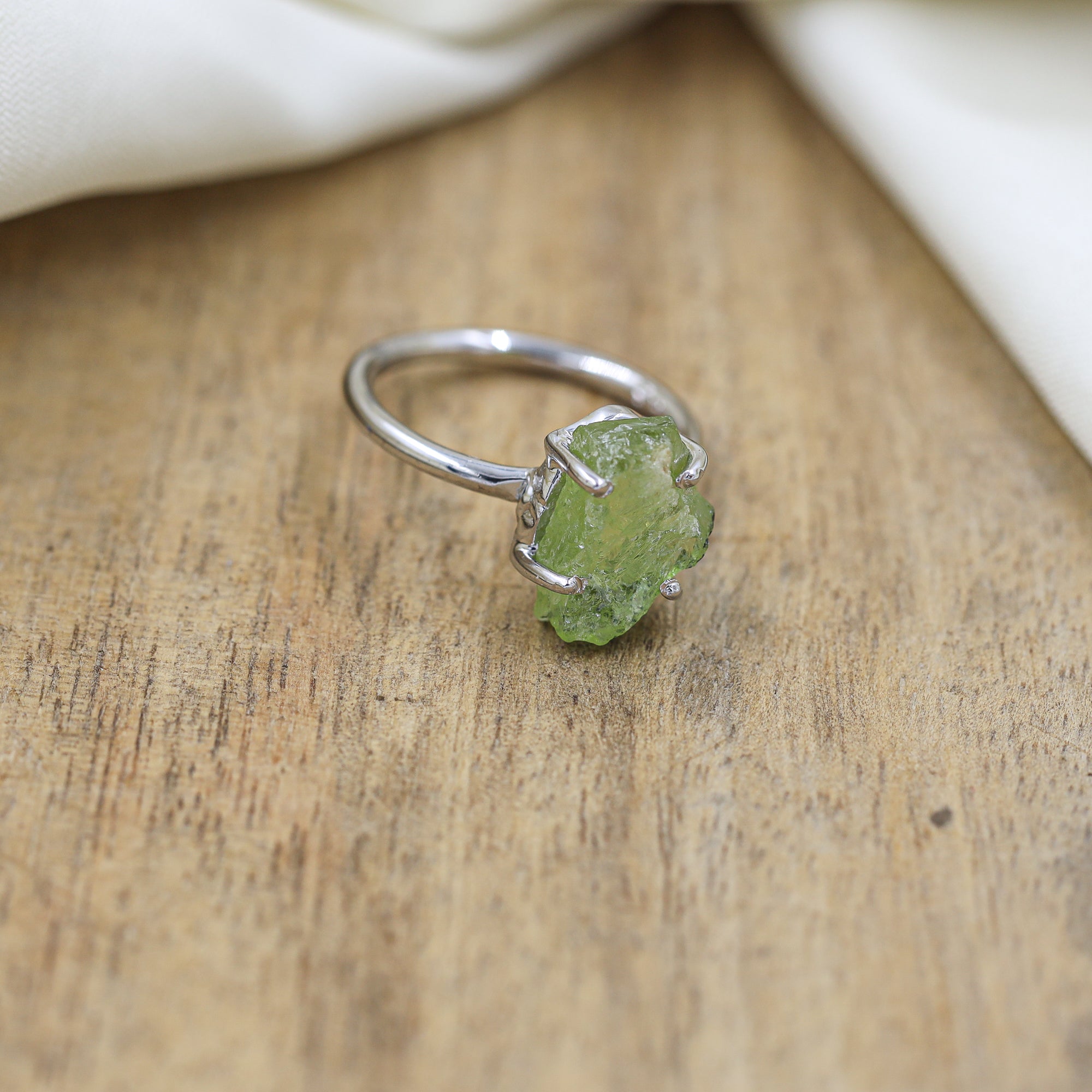 Raw Sphene Ring in 925 Sterling Silver Rough Gemstone Ring Handmade Jewelry Gift for Her