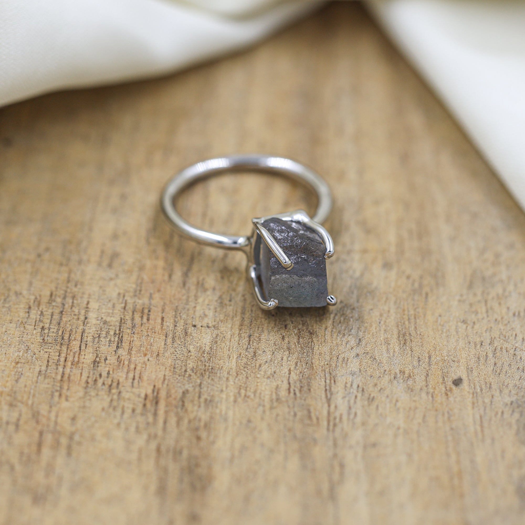 Raw Labradorite Ring in 925 Sterling Silver Rough Gemstone Ring Handmade Jewelry Gift for Her