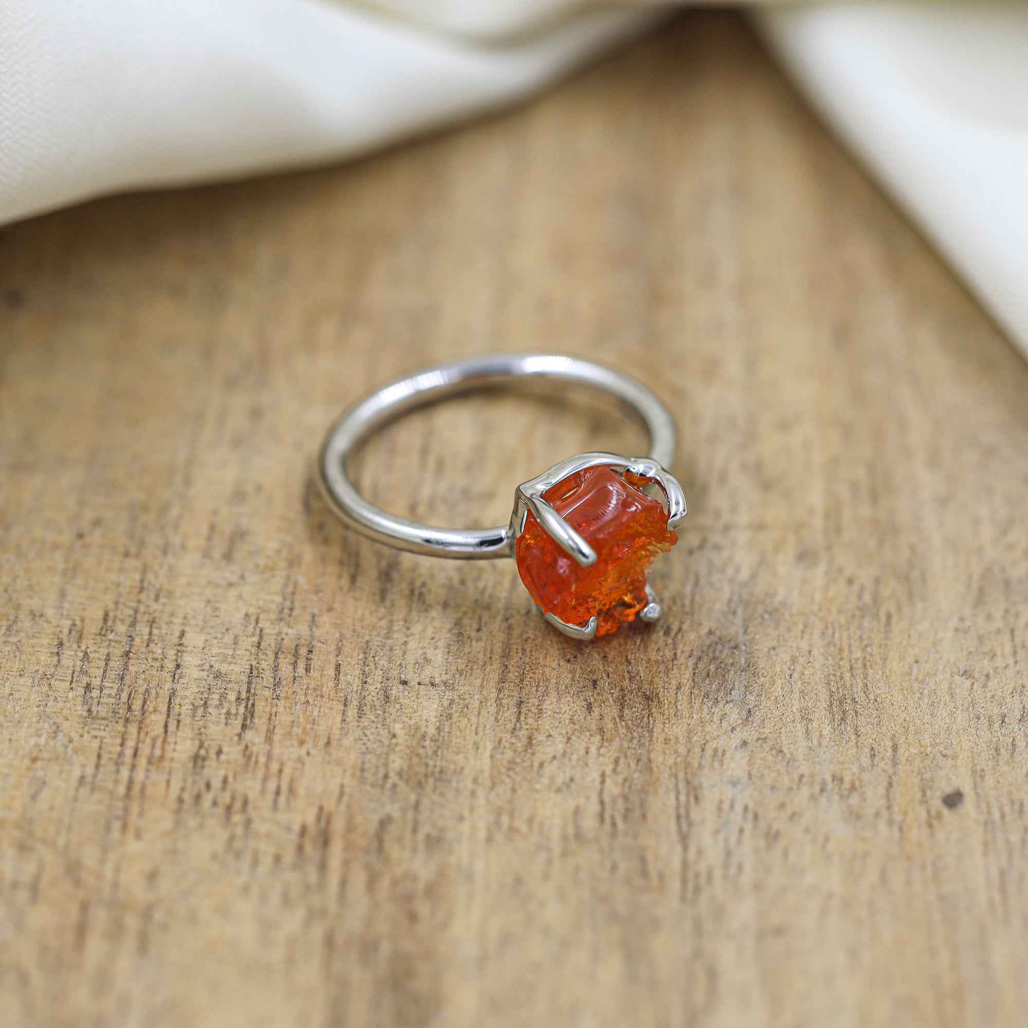 Raw Mexican Opal Ring in 925 Sterling Silver Rough Gemstone Ring Handmade October Birthstone Jewelry